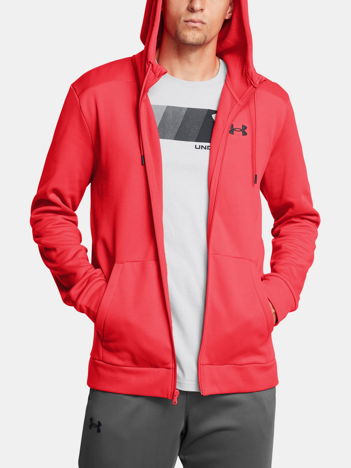 Pánská mikina Under Armour UA Armour Fleece FZ Hoodie-RED - Pánské
