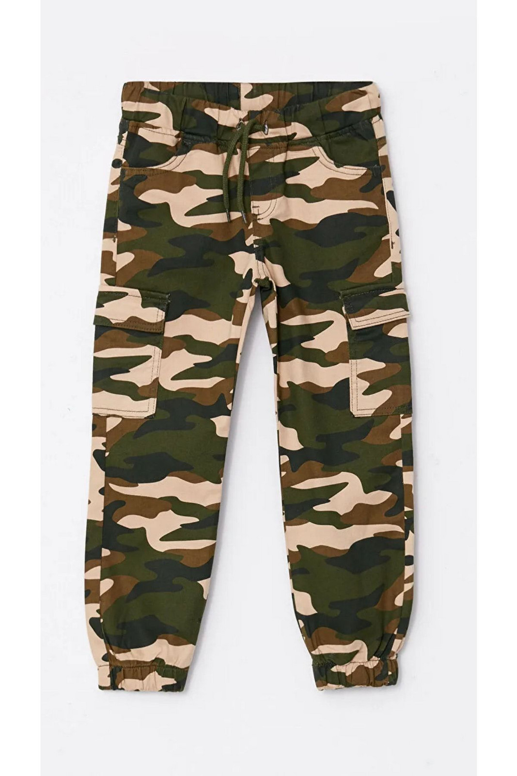 LC Waikiki Boy's Elastic Waist Camouflage Patterned Gabardine Cargo Trousers