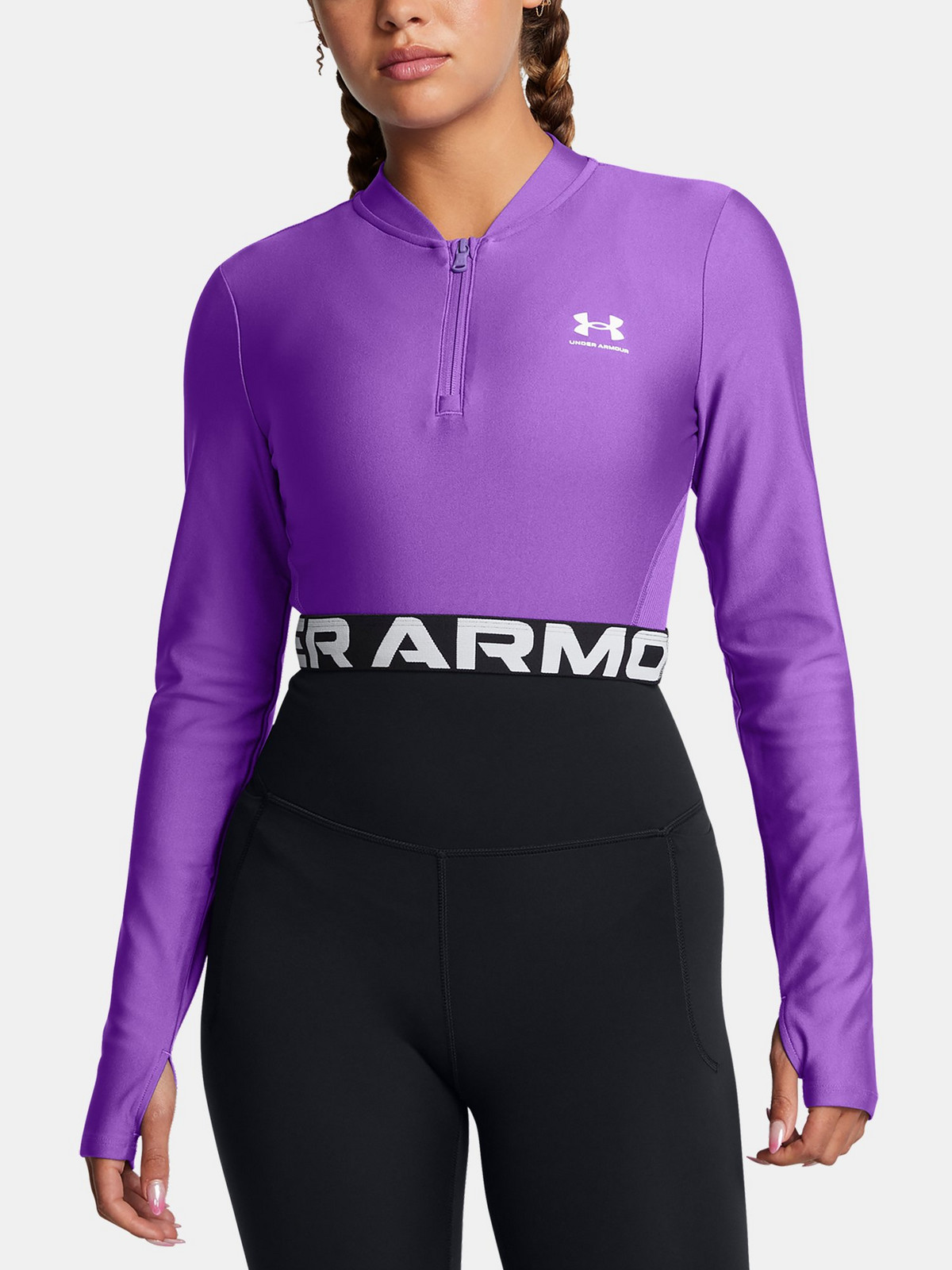 Dámské tričko Under Armour HeatGear Rib 1/4 Zip LS-PPL - Dámské