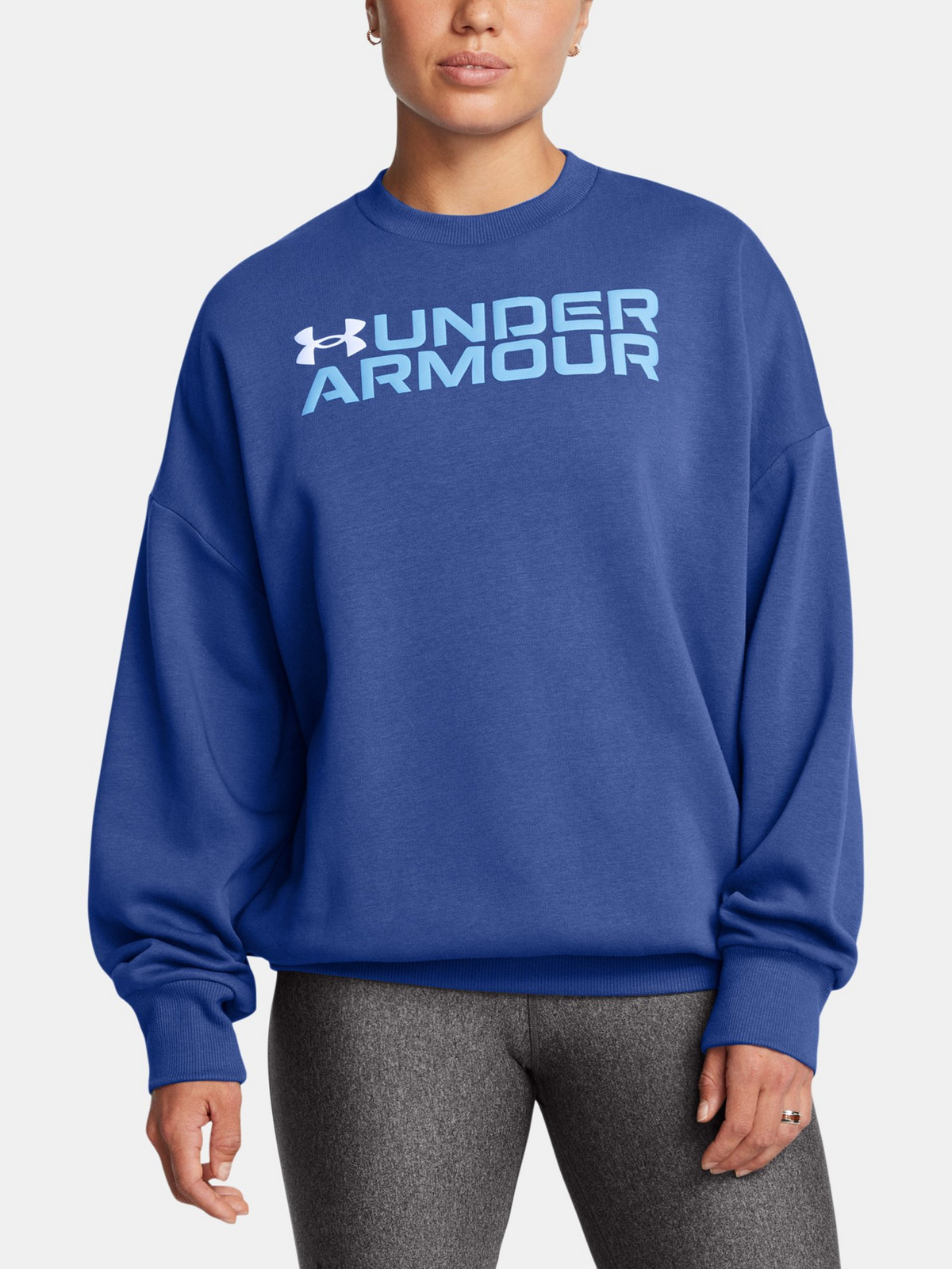 Dámská mikina Under Armour Rival Fleece WordmarkOS Crew-BLU - Dámské