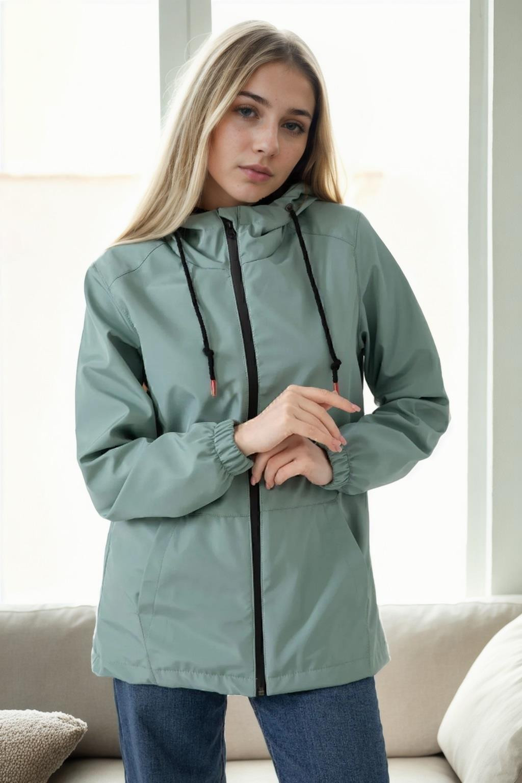 53121 Dewberry Hooded Women Raincoat-MINT