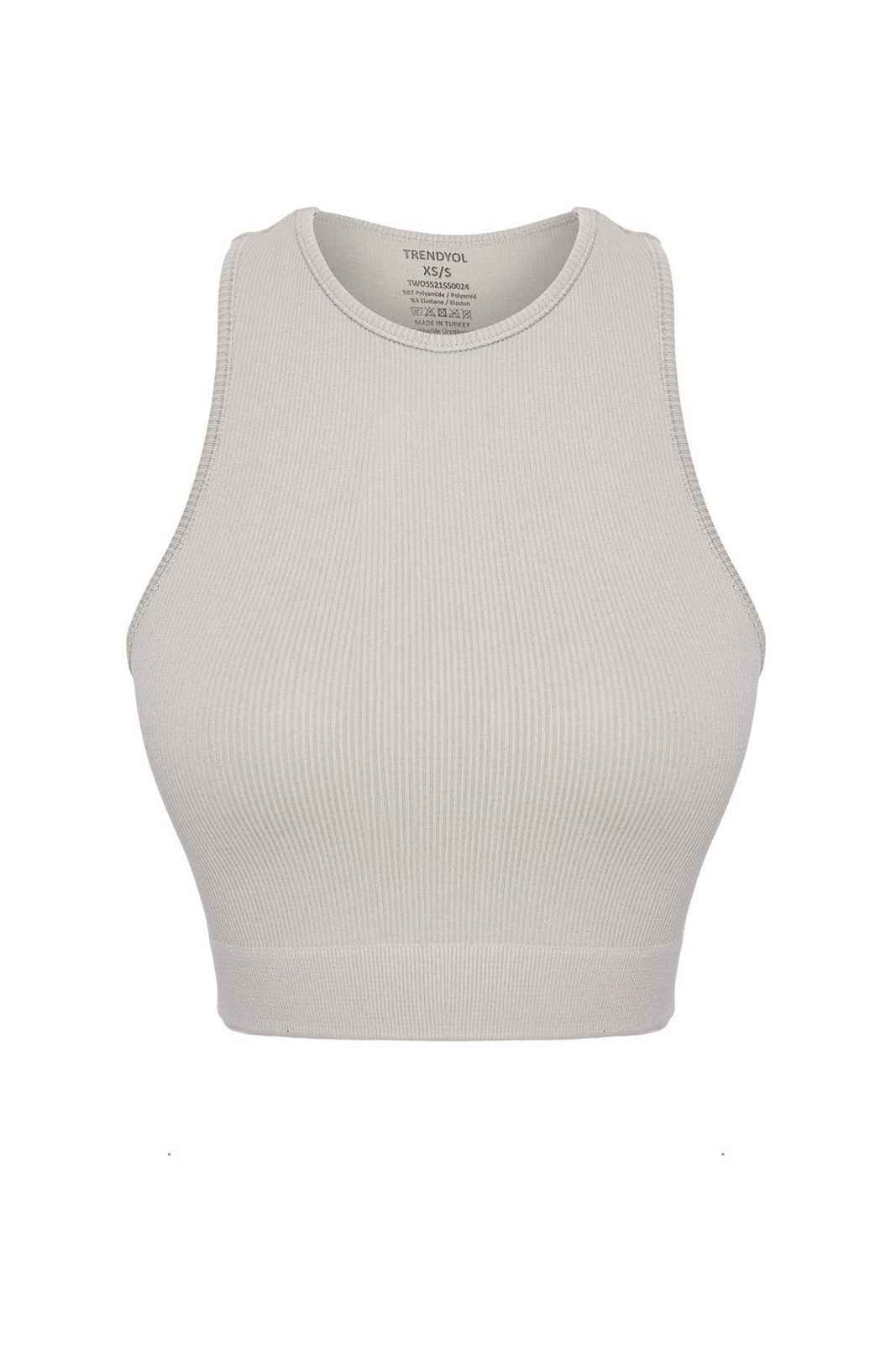 Trendyol Light Khaki Seamless Ribbed and Lightly Supported/Shaping Knitted Sports Bra