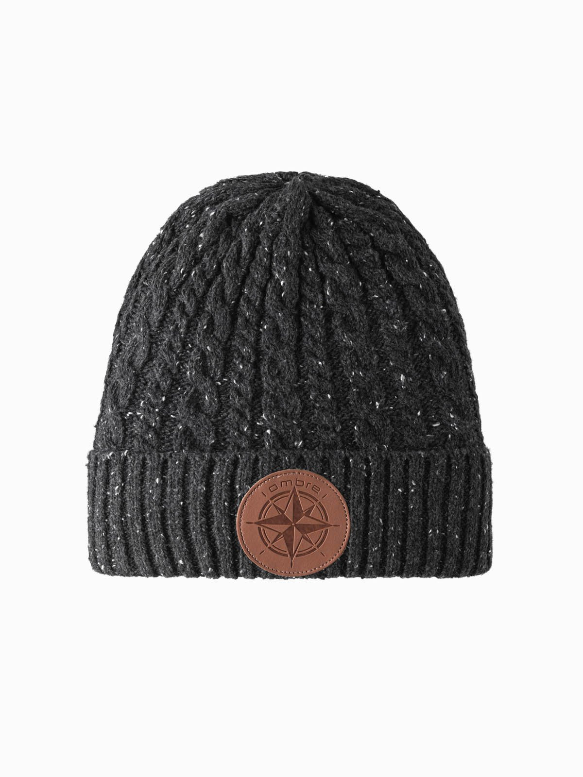 Ombre Men's beanie cap with round embossed patch - graphite