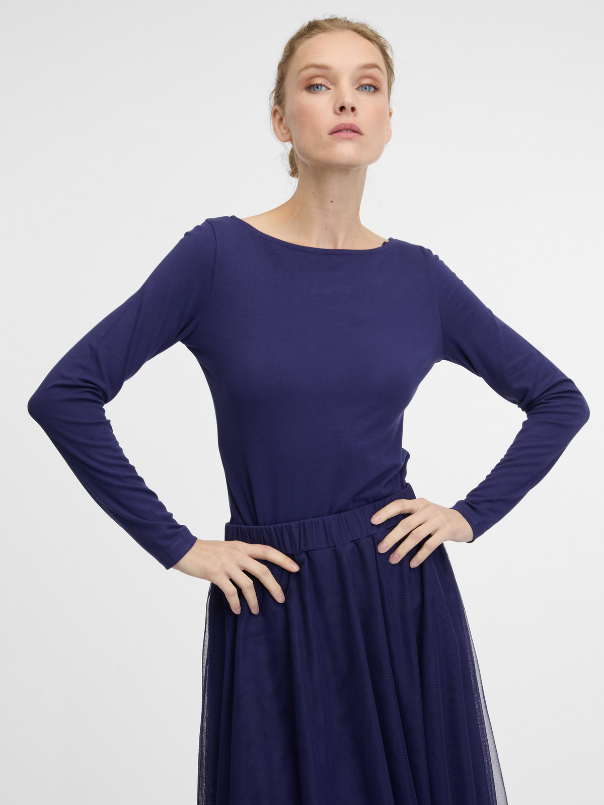 Tmavě modrá dámská tričko s dlouhým rukávem ORSAY - Dámské