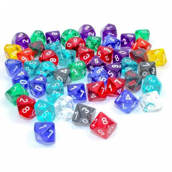 Kostka Translucent D10 Loose Polyhedral Dice - 1 ks