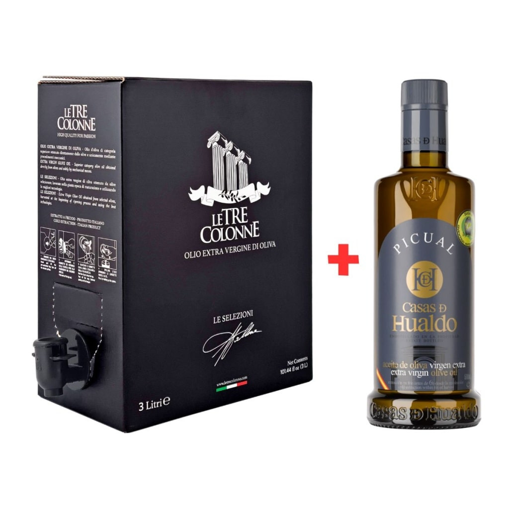 Le Tre Colonne Italský extra panenský olivový olej Le Selezioni Coratina 3l BAG IN BOX + Picual 500 ml ZDARMA