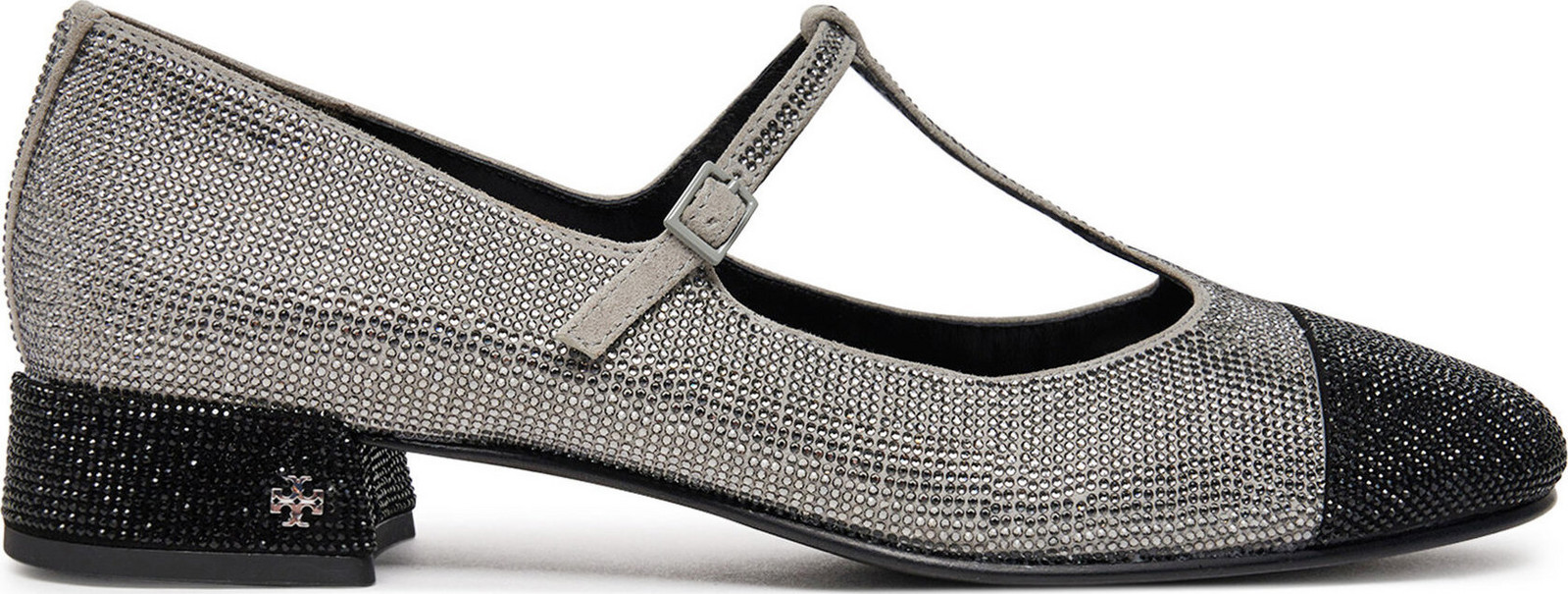 Baleríny Tory Burch Cap-Toe T-Strap Pave Heeled 159830 Stříbrná