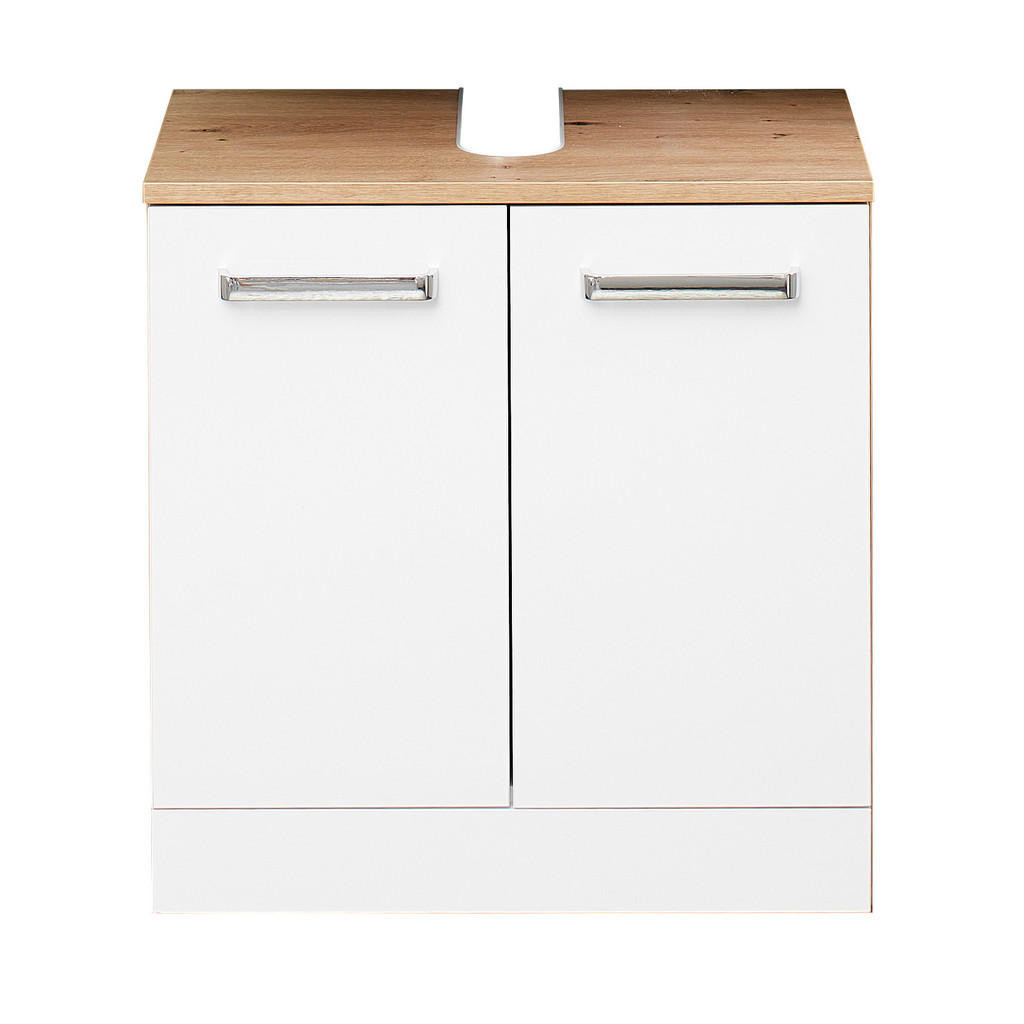 Xora SKŘÍŇKA POD UMYVADLO, bílá, dub artisan, 55/56/33 cm