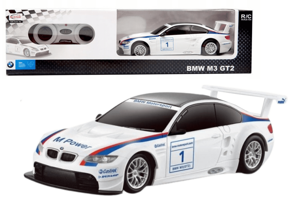 mamido Sportovní autíčko BMW M3 GT2 na dálkové ovládání RC 1:24 bílé