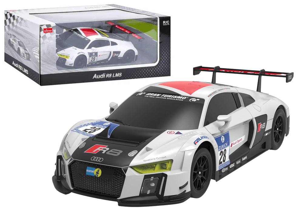 mamido Sportovní autíčko AUDI R8 LMS na dálkové ovládání RC 1:24 bílá černá