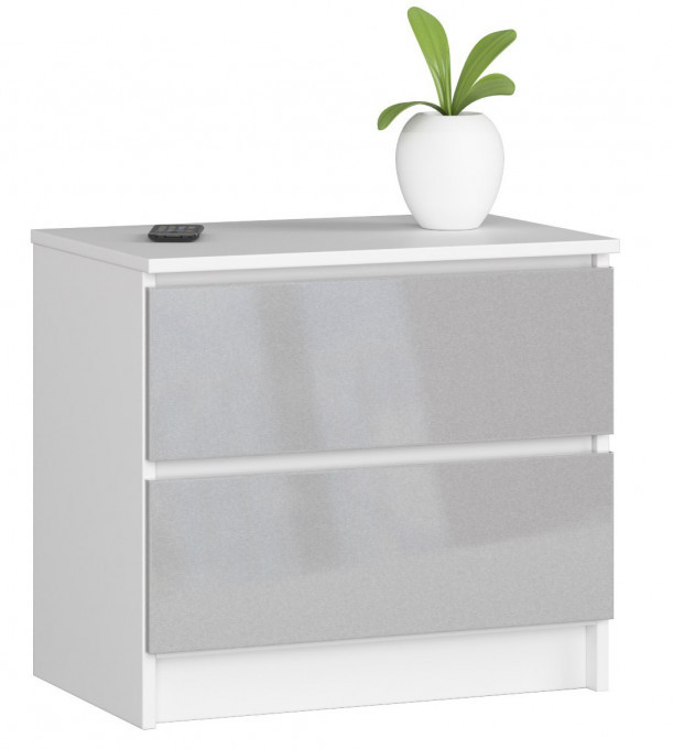 Noční stolek K60 2SZ CLP metalický, lesk