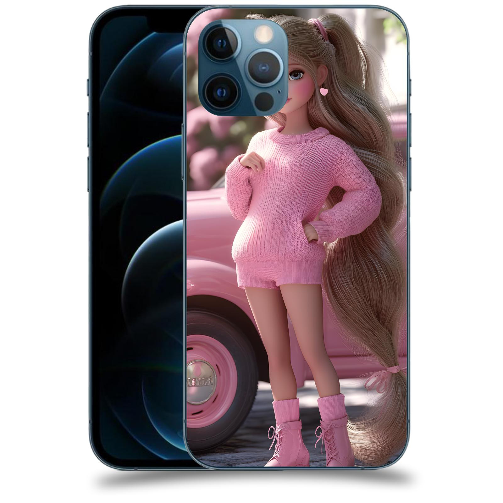ACOVER Kryt na mobil Apple iPhone 12 Pro - Girl with pink car