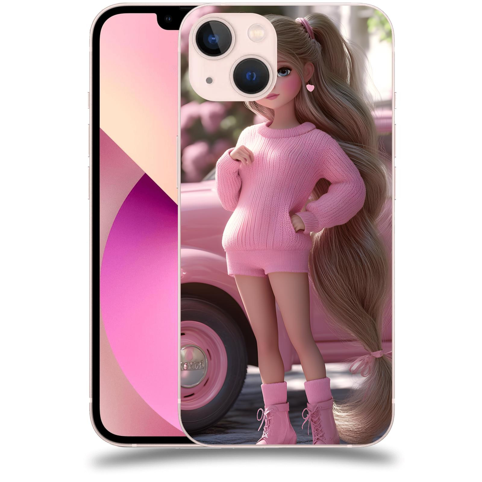 ACOVER Kryt na mobil Apple iPhone 13 - Girl with pink car