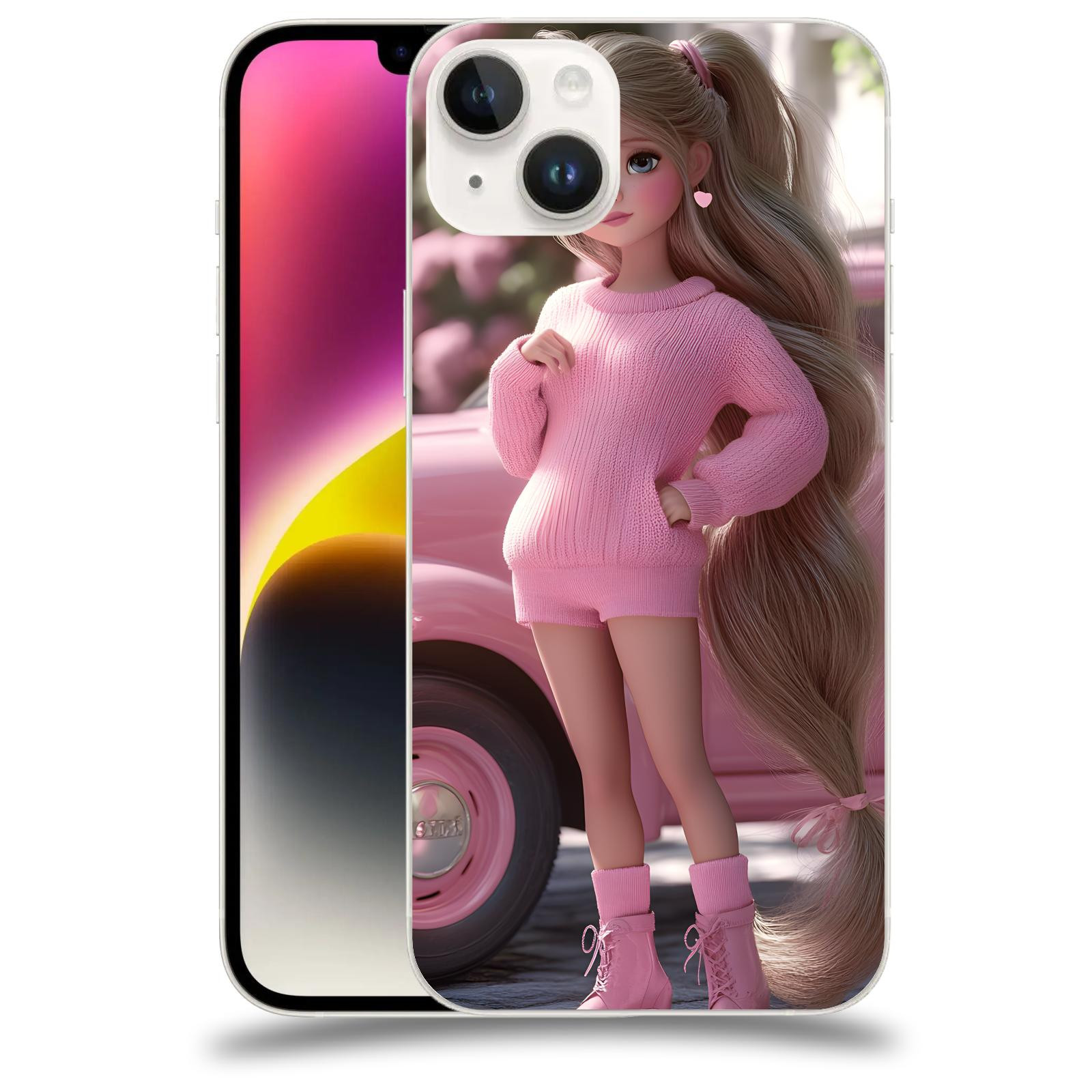 ACOVER Kryt na mobil Apple iPhone 14 Plus - Girl with pink car