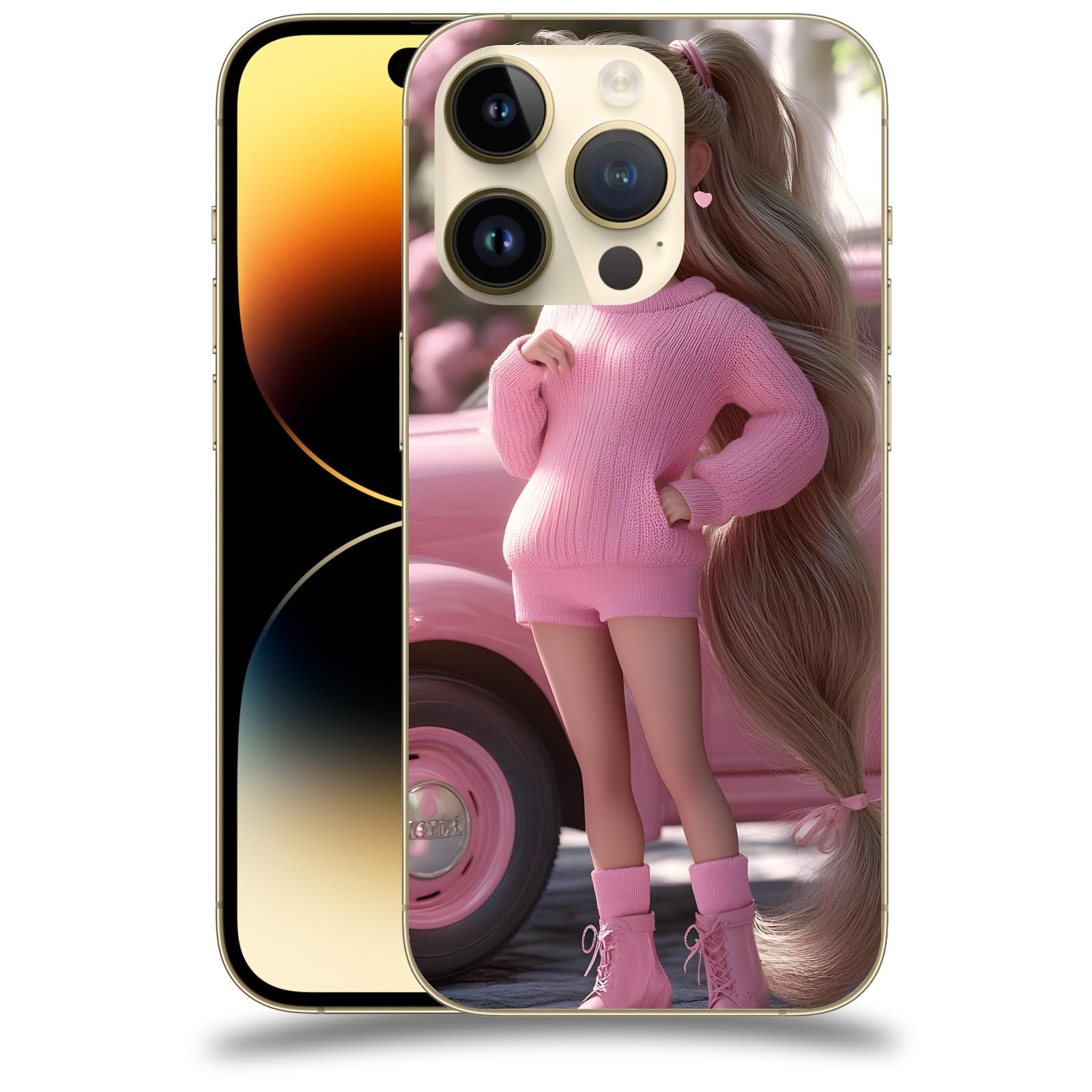 ACOVER Kryt na mobil Apple iPhone 14 Pro - Girl with pink car