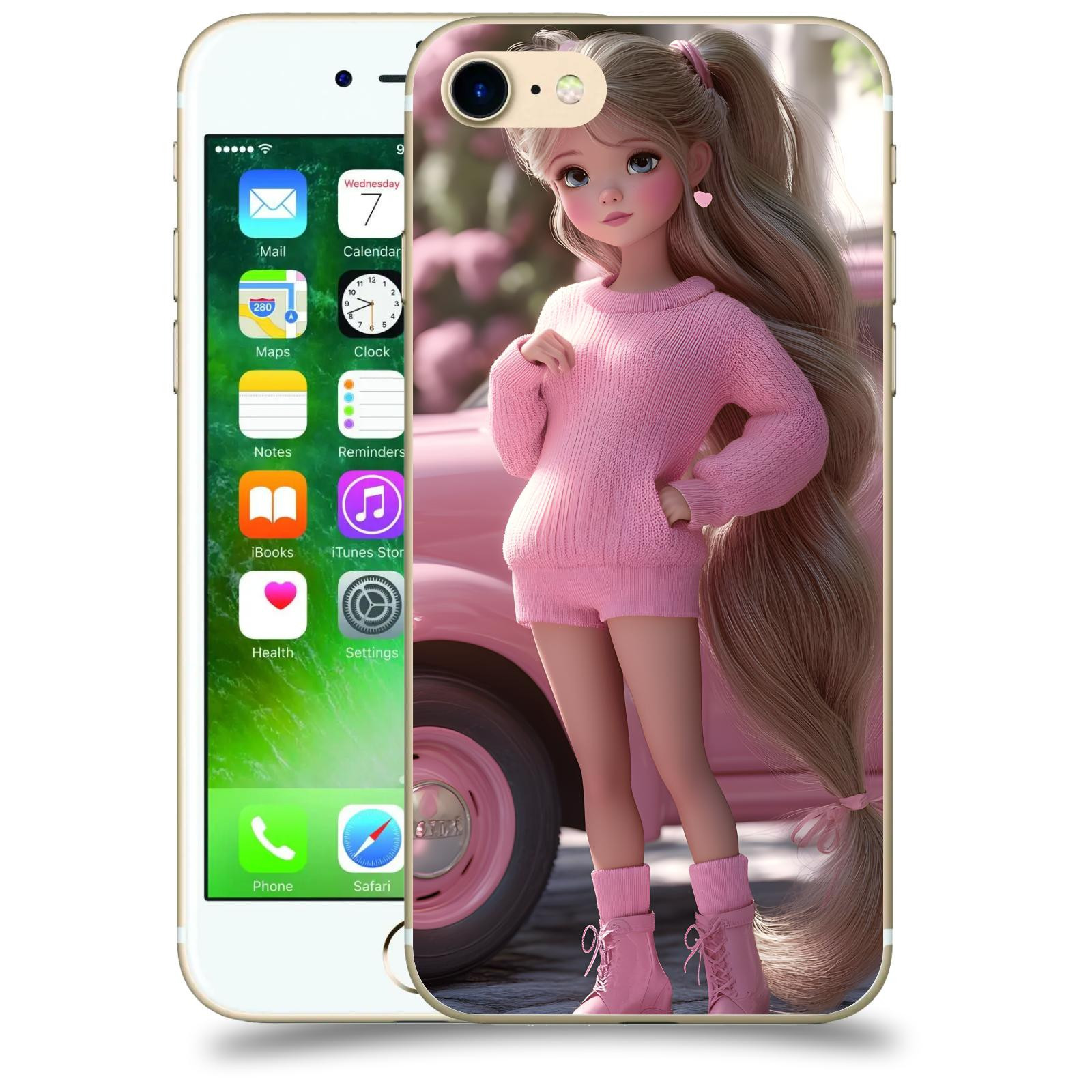 ACOVER Kryt na mobil Apple iPhone 7 - Girl with pink car
