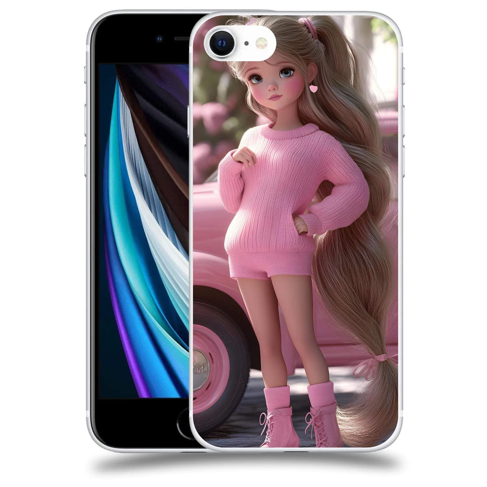 ACOVER Kryt na mobil Apple iPhone SE 2020 - Girl with pink car