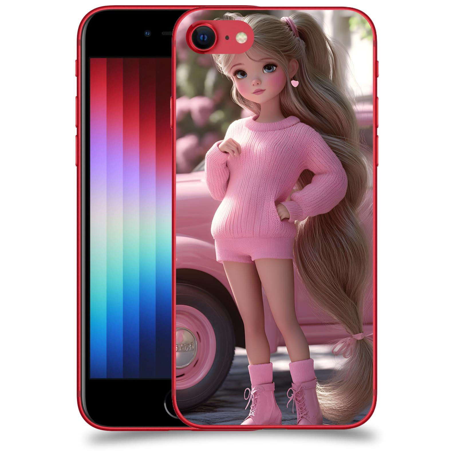 ACOVER Kryt na mobil Apple iPhone SE 2022 - Girl with pink car