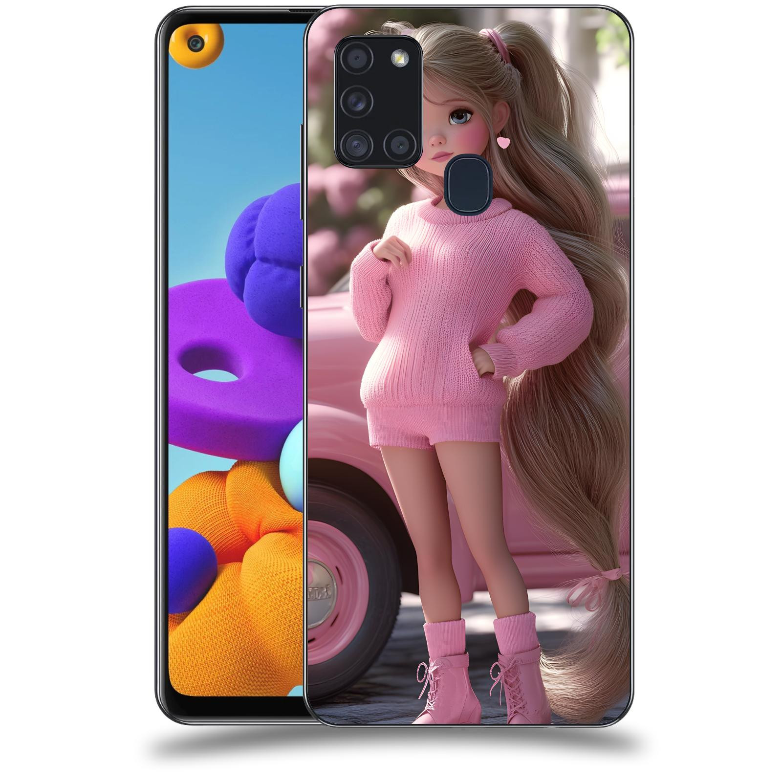 ACOVER Kryt na mobil Samsung Galaxy A21s - Girl with pink car