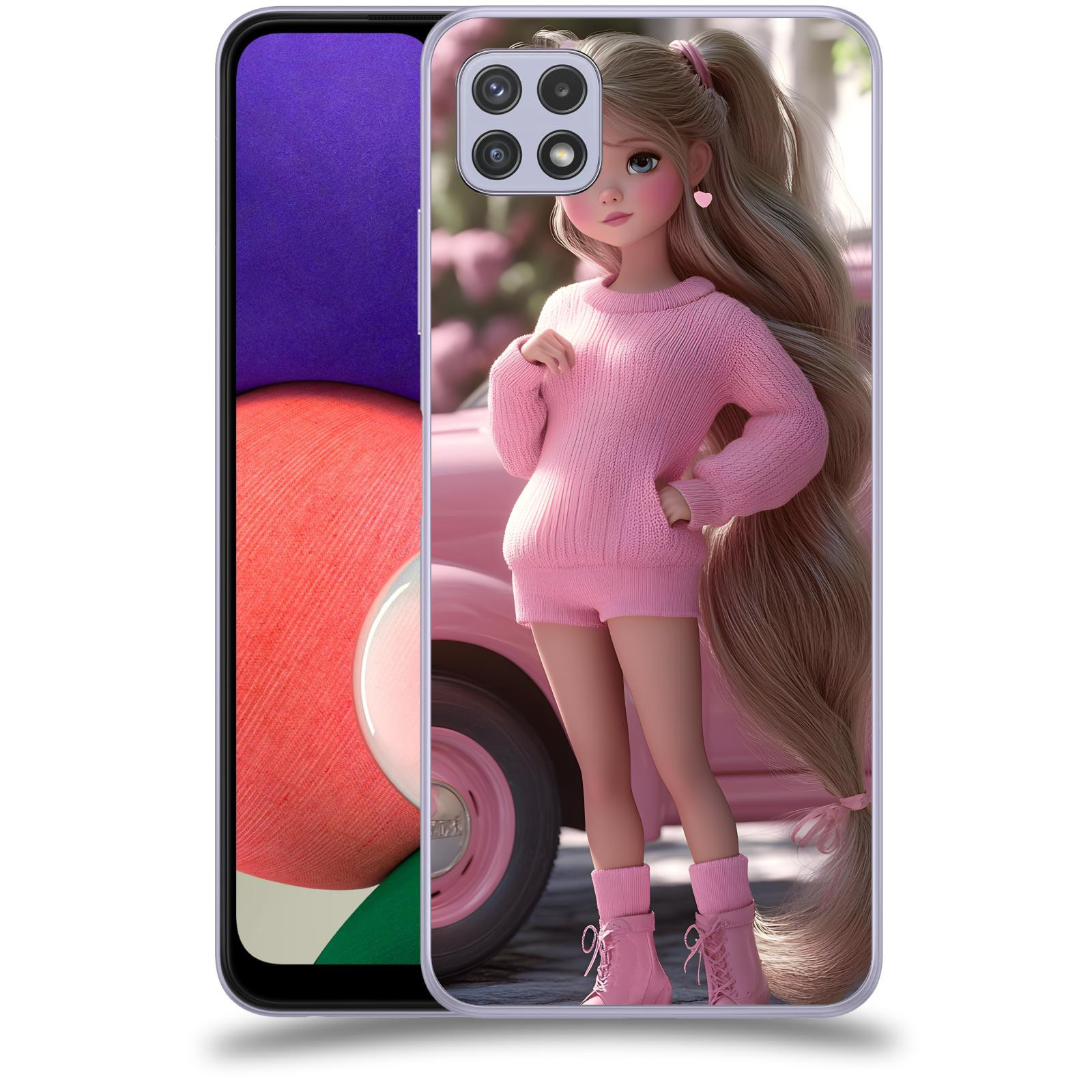 ACOVER Kryt na mobil Samsung Galaxy A22 5G A226B - Girl with pink car
