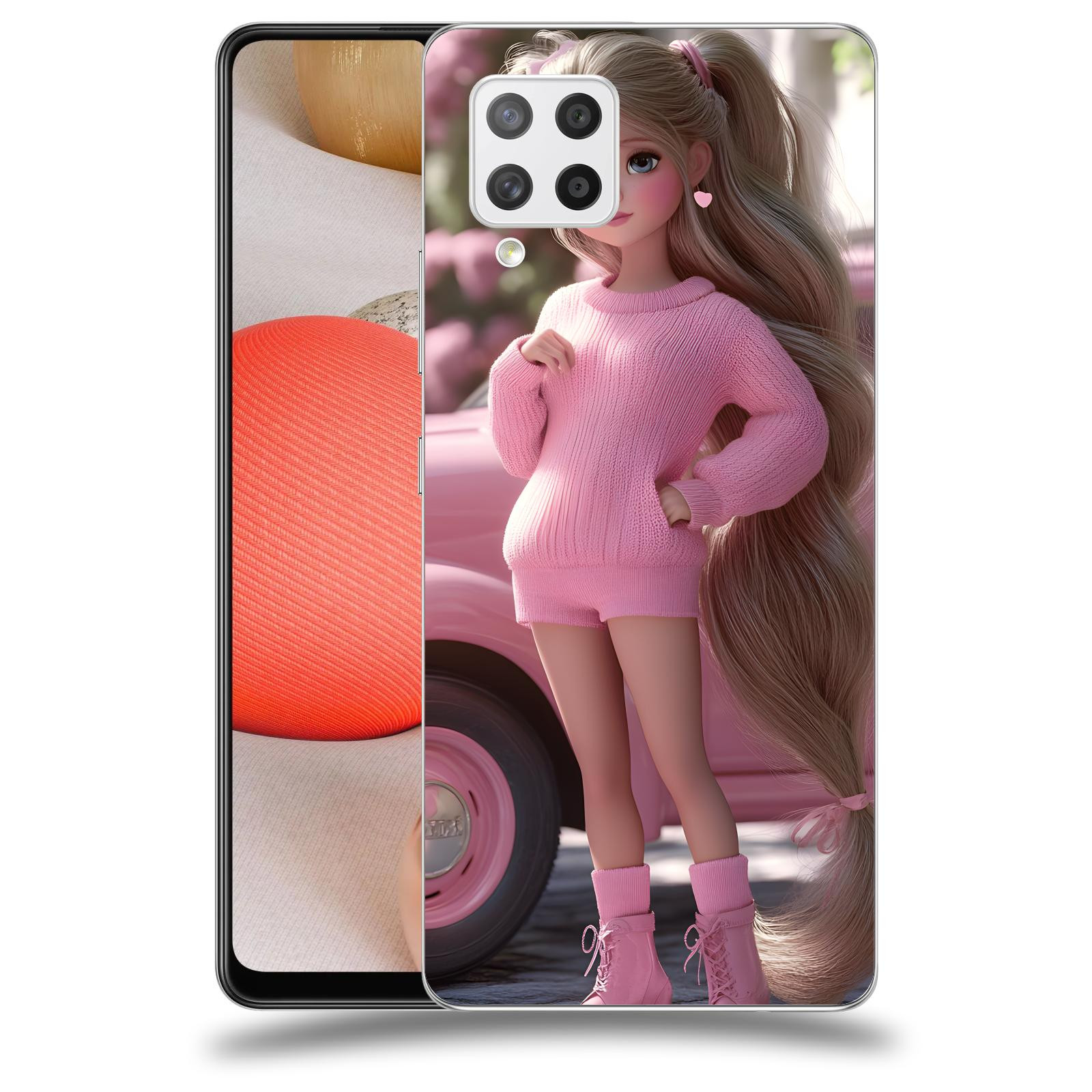 ACOVER Kryt na mobil Samsung Galaxy A42 A426B - Girl with pink car