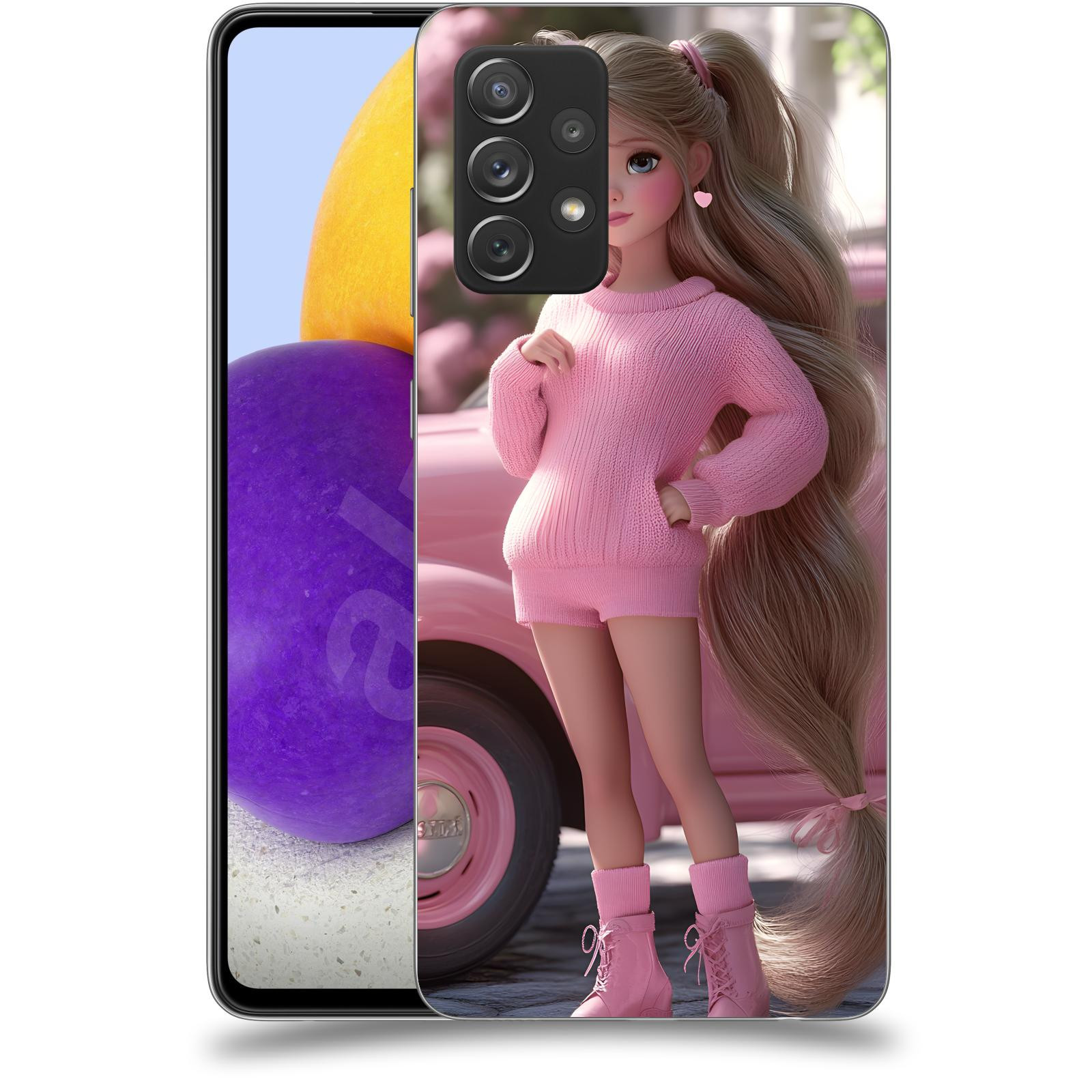 ACOVER Kryt na mobil Samsung Galaxy A72 A725F - Girl with pink car