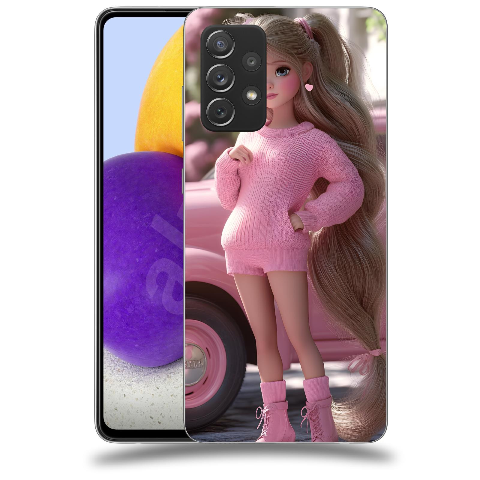ACOVER Kryt na mobil Samsung Galaxy A73 5G - Girl with pink car
