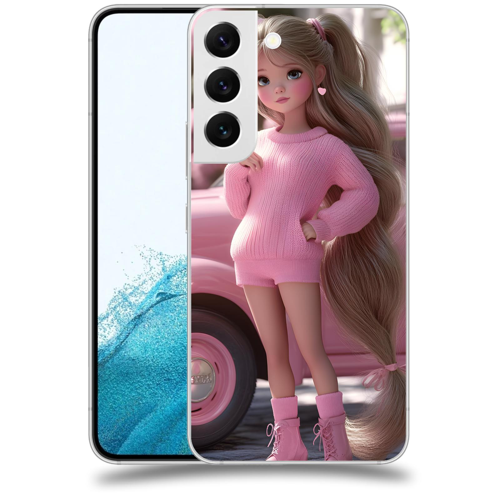 ACOVER Kryt na mobil Samsung Galaxy S22 5G - Girl with pink car