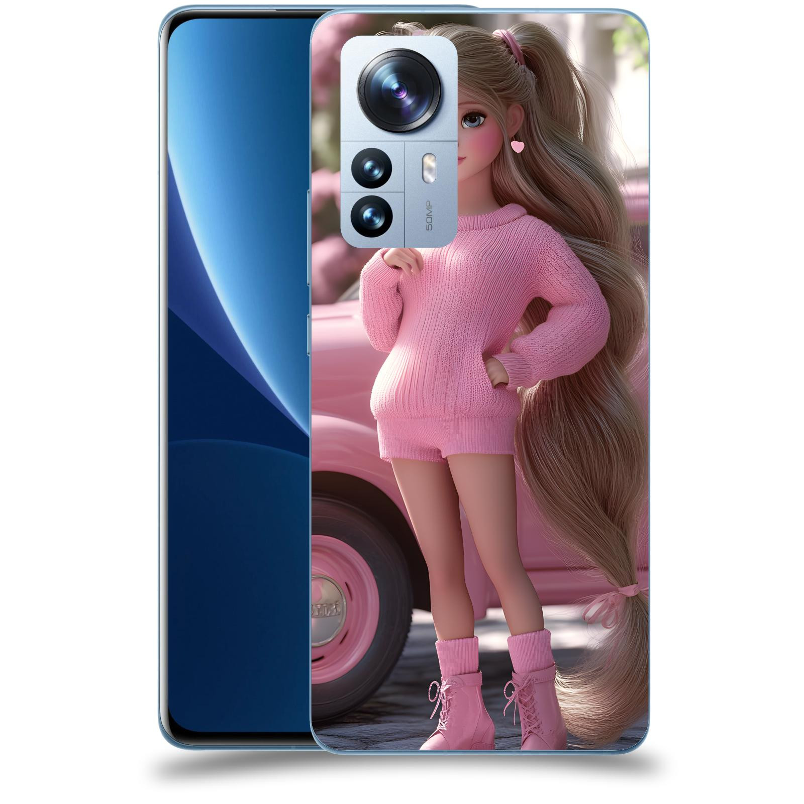 ACOVER Kryt na mobil Xiaomi 12 Pro - Girl with pink car