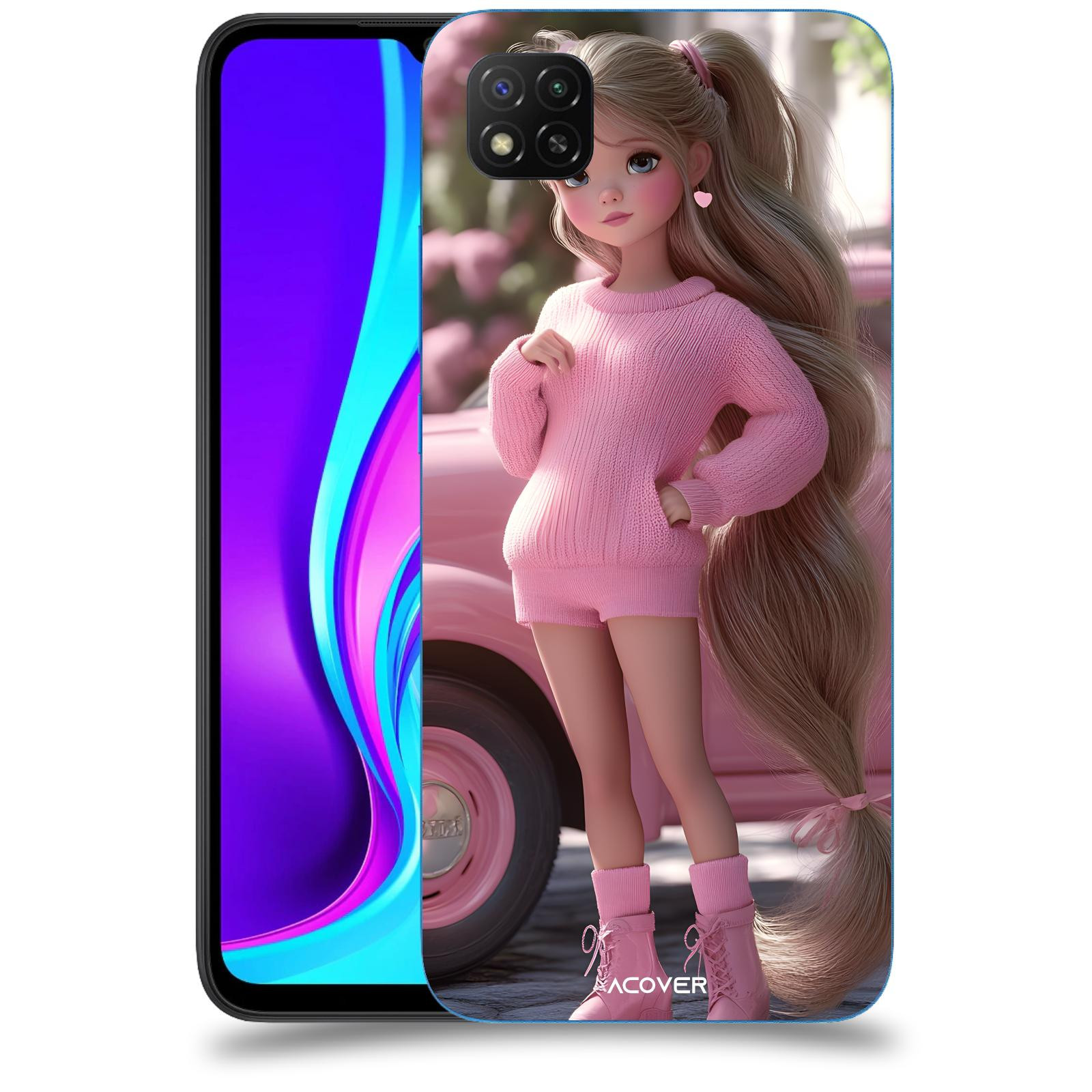ACOVER Kryt na mobil Xiaomi Redmi 9C - Girl with pink car