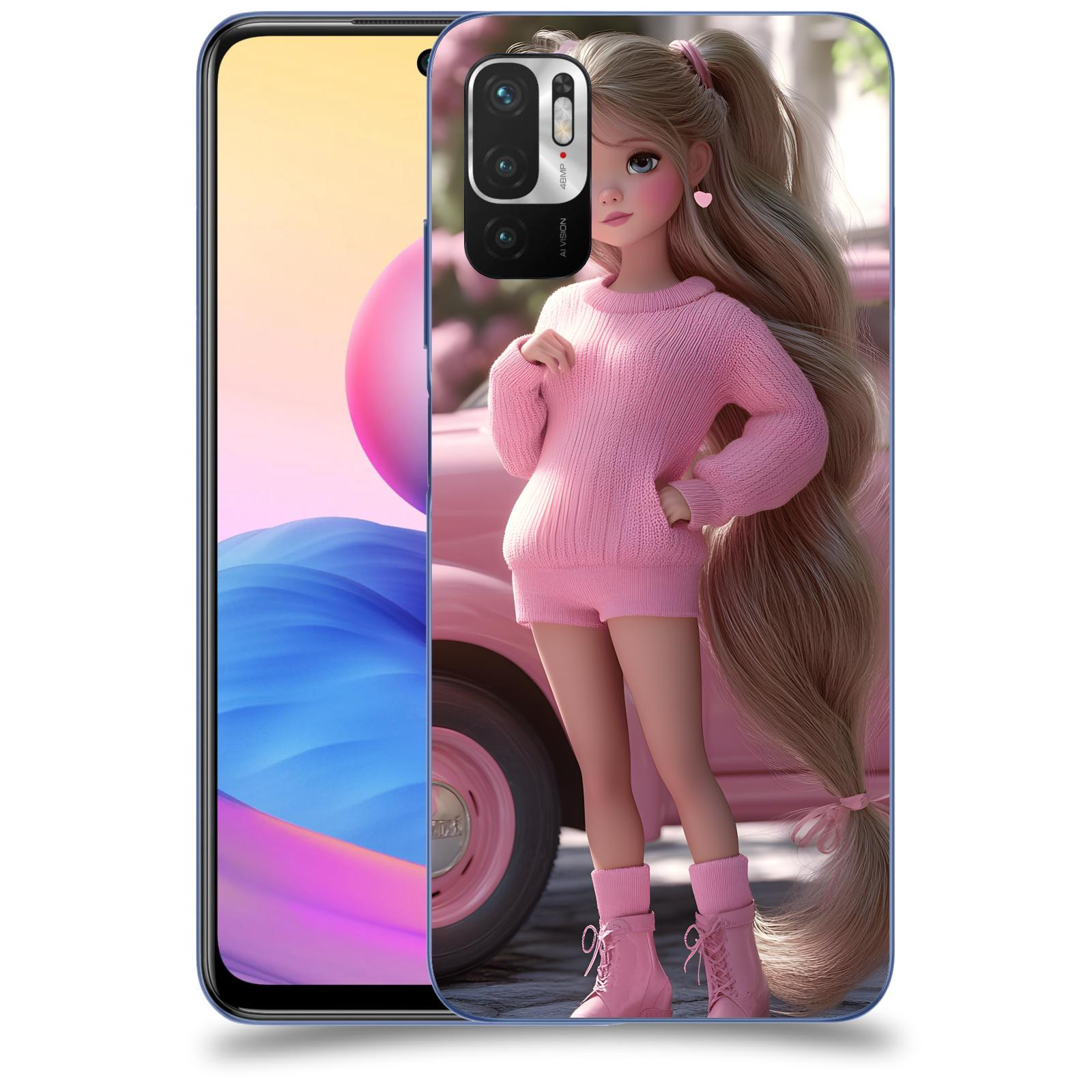 ACOVER Kryt na mobil Xiaomi Redmi Note 10 5G - Girl with pink car