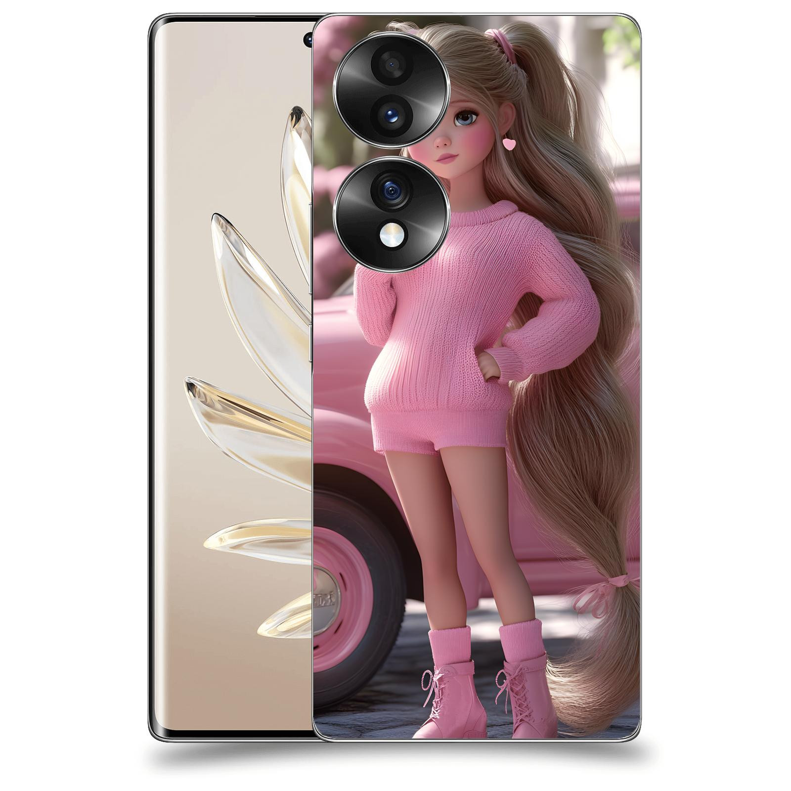 ACOVER Kryt na mobil Honor 70 - Girl with pink car