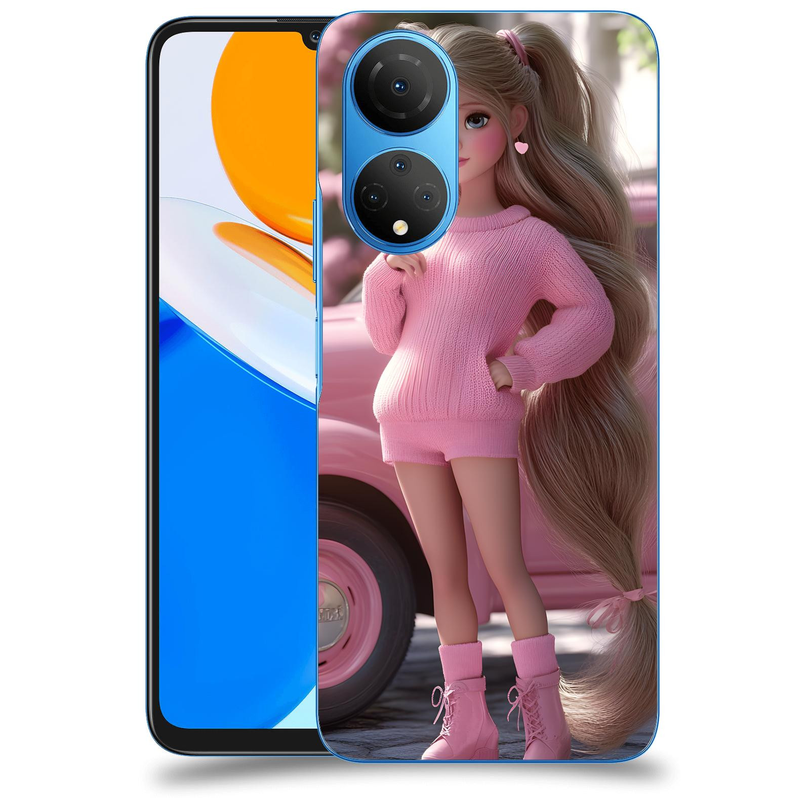 ACOVER Kryt na mobil Honor X7 - Girl with pink car