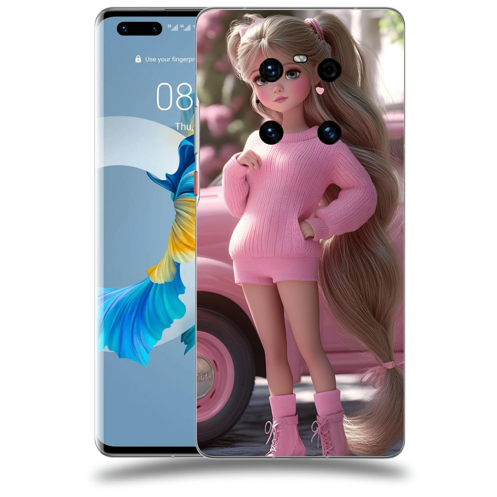 ACOVER Kryt na mobil Huawei Mate 40 Pro - Girl with pink car