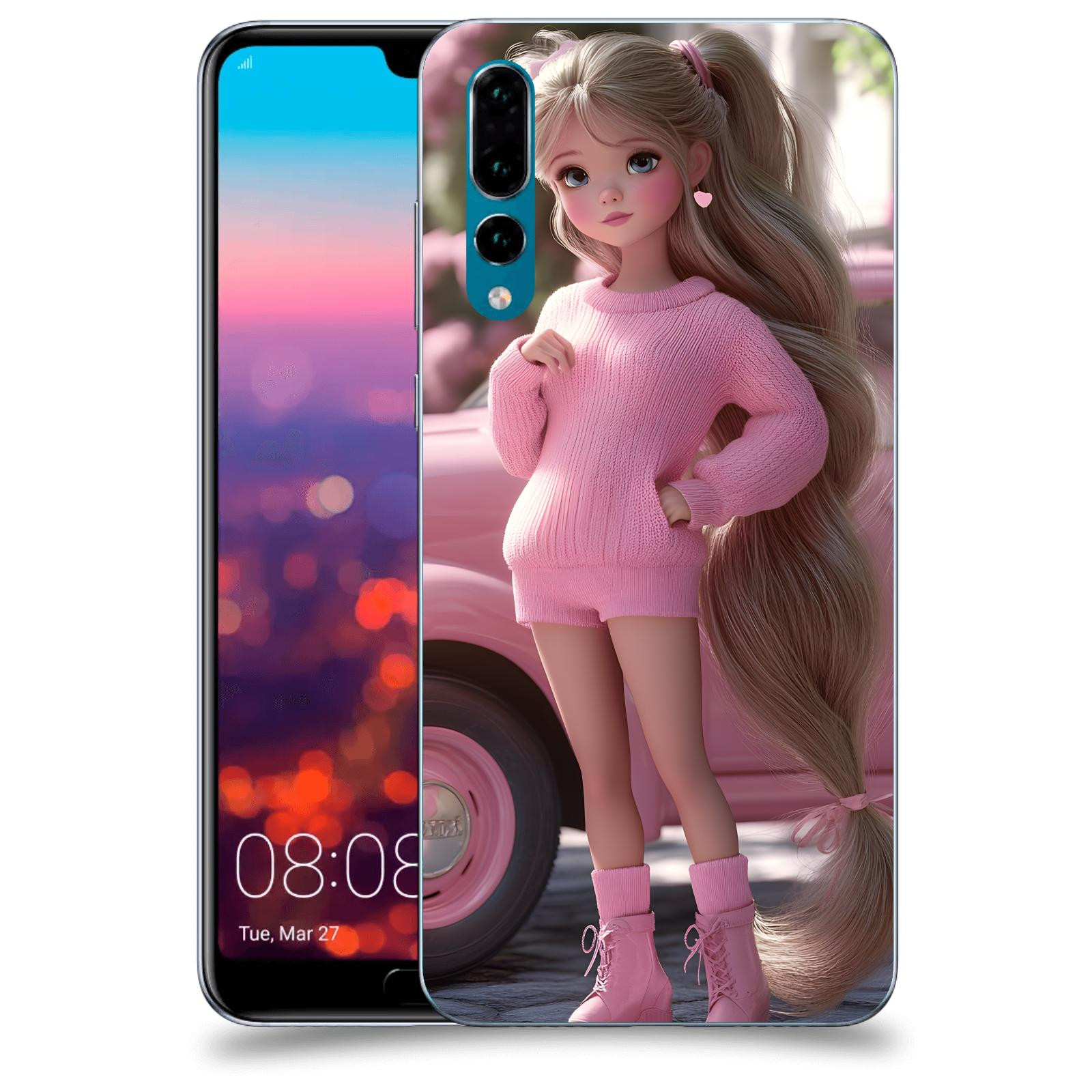 ACOVER Kryt na mobil Huawei P20 Pro - Girl with pink car