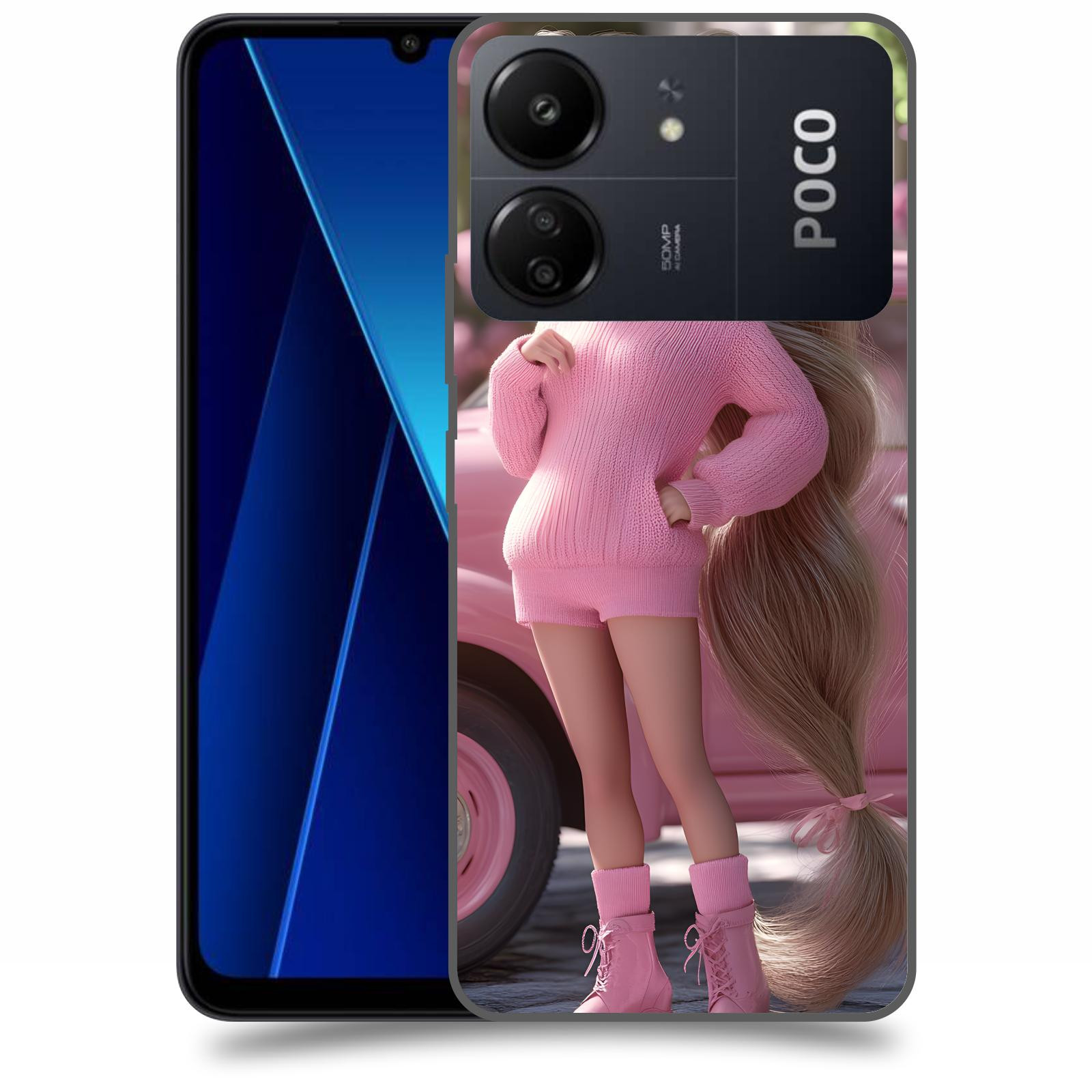 ACOVER Kryt na mobil Poco C65 - Girl with pink car