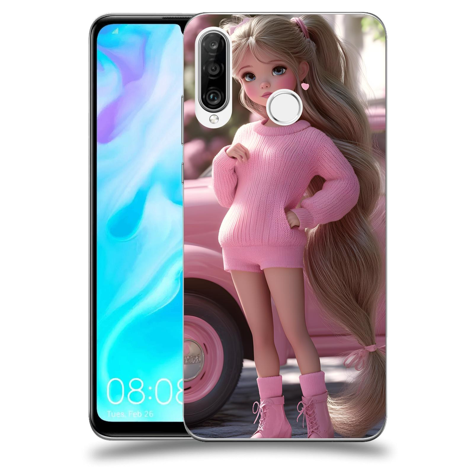 ACOVER Kryt na mobil Huawei P30 Lite - Girl with pink car
