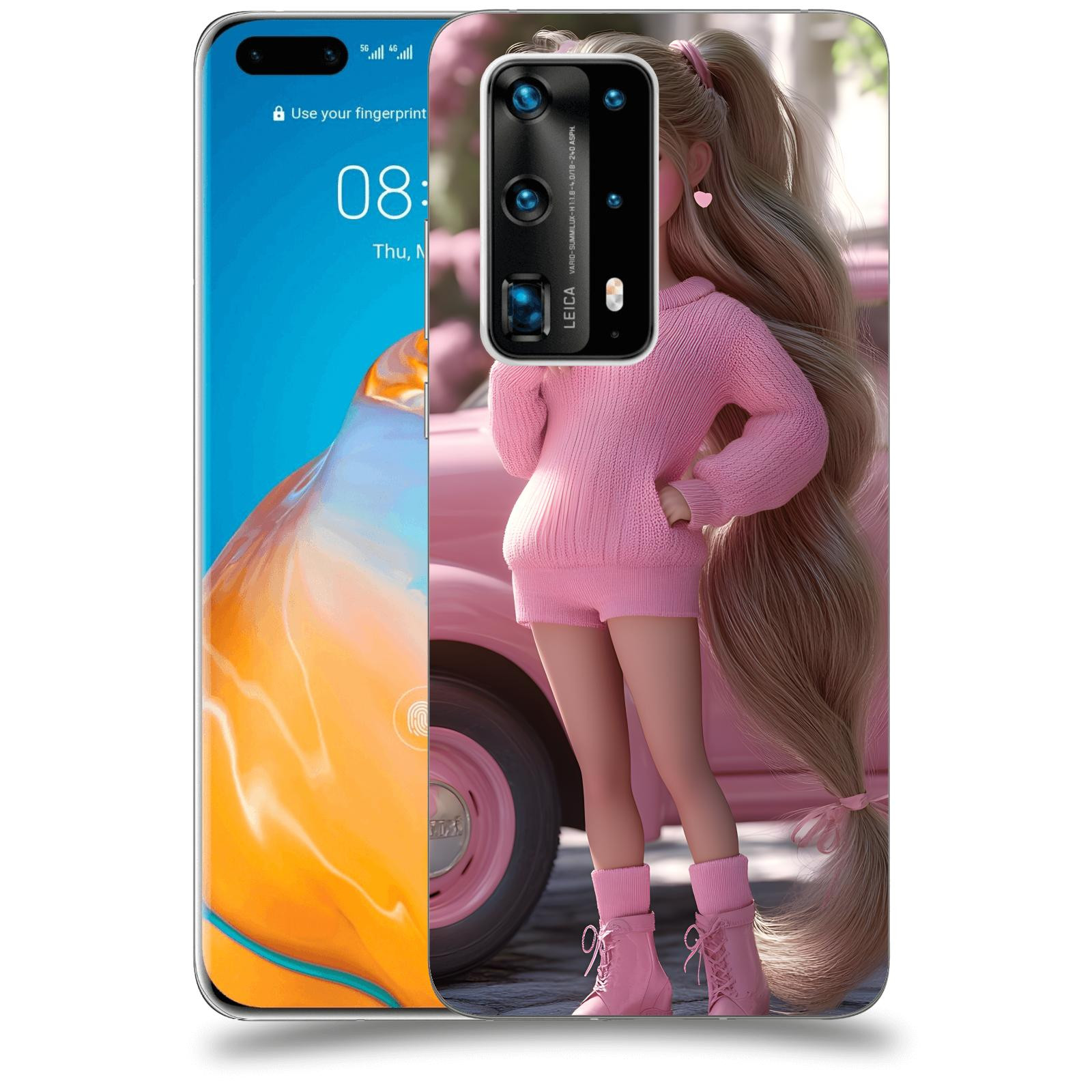 ACOVER Kryt na mobil Huawei P40 Pro - Girl with pink car