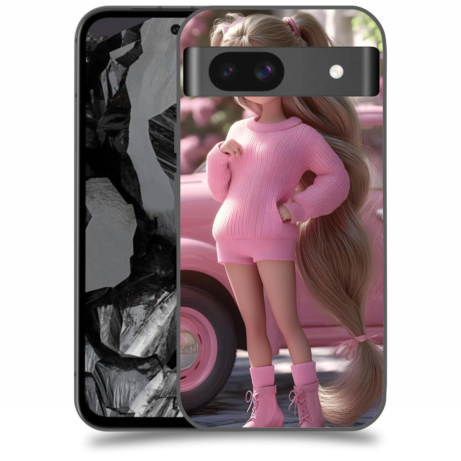ACOVER Kryt na mobil Google Pixel 8A - Girl with pink car