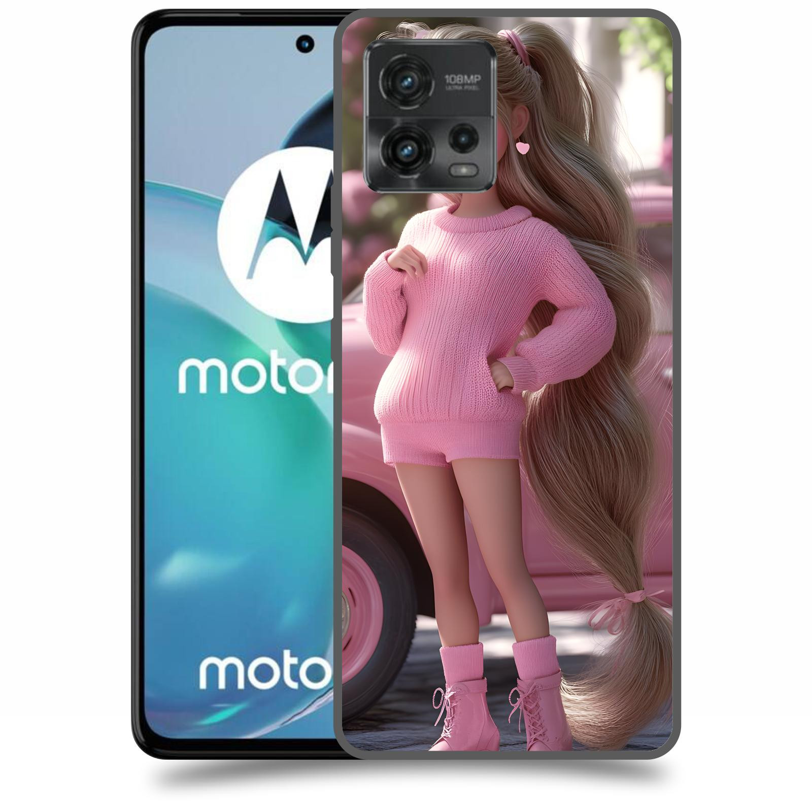 ACOVER Kryt na mobil Motorola Moto G72 - Girl with pink car