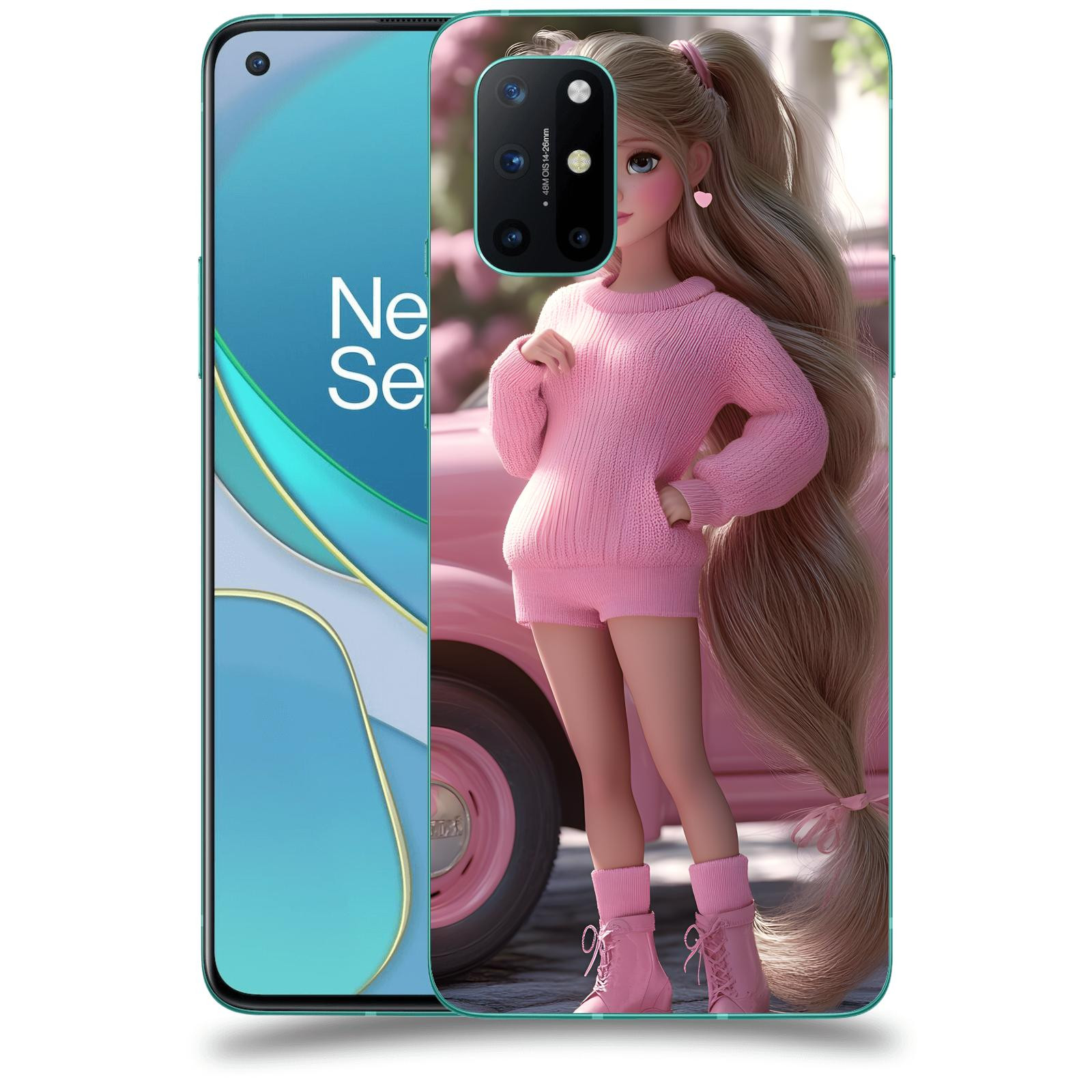 ACOVER Kryt na mobil OnePlus 8T - Girl with pink car