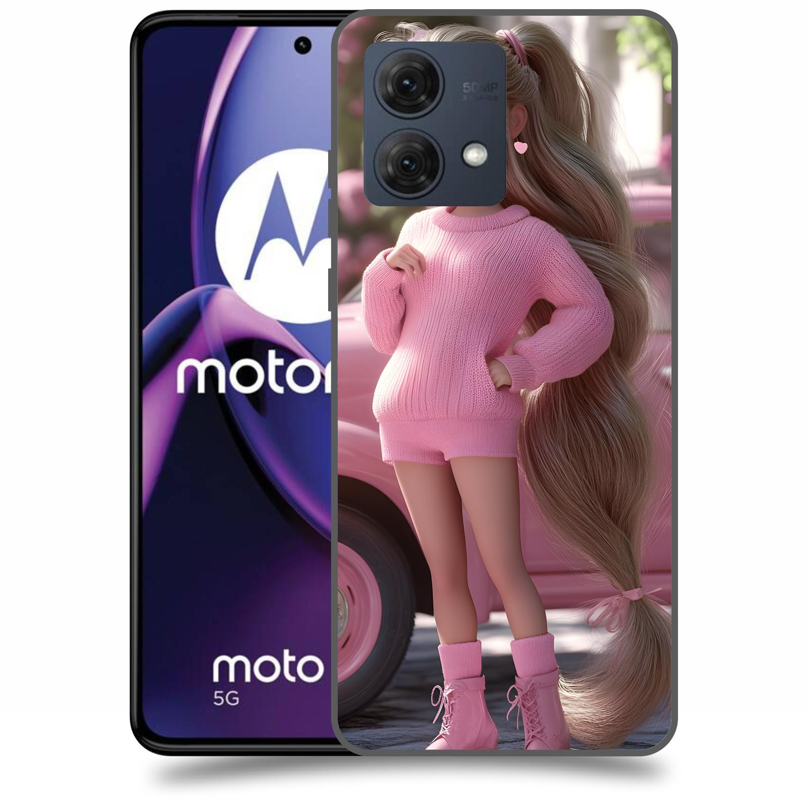 ACOVER Kryt na mobil Motorola Moto G84 5G - Girl with pink car