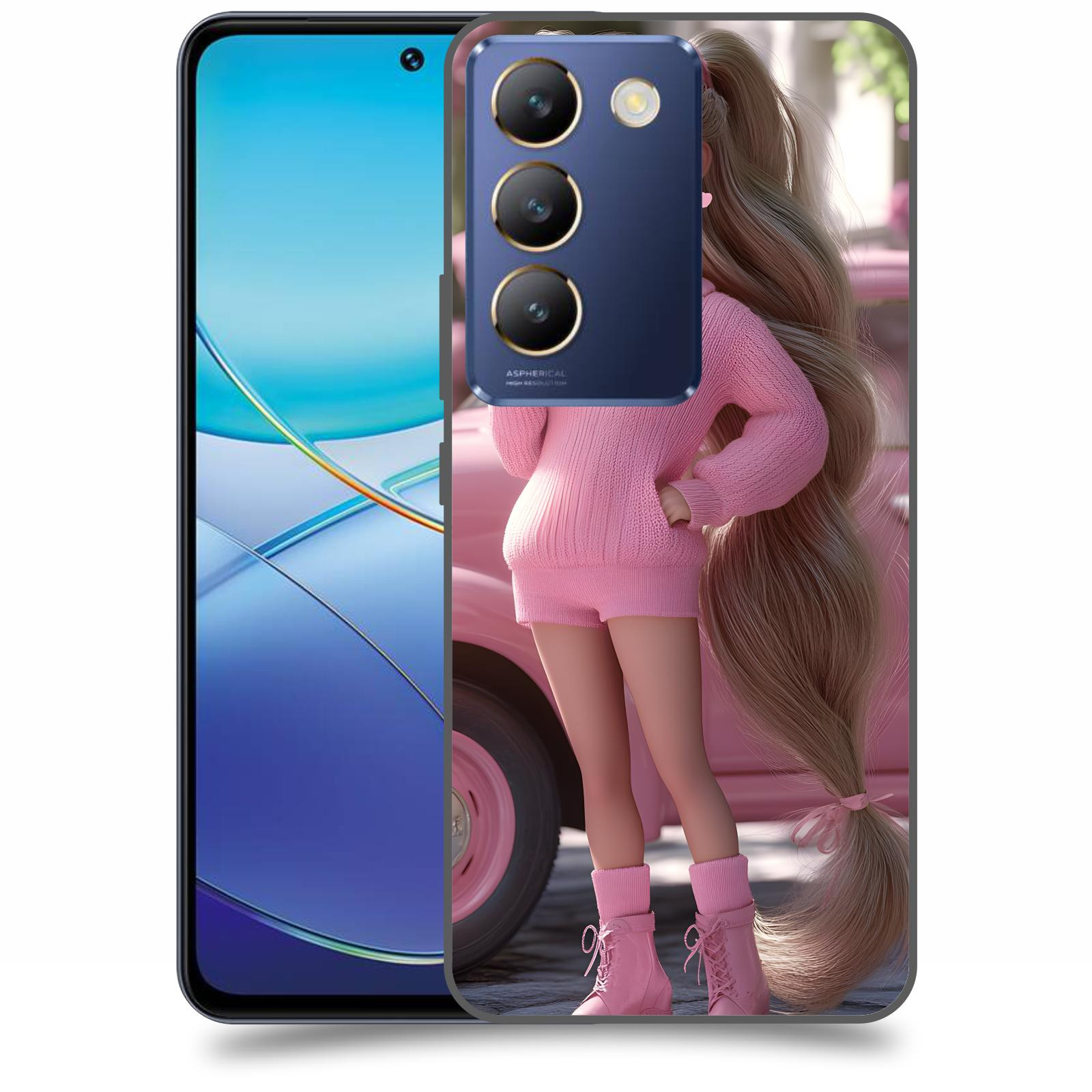 ACOVER Kryt na mobil Vivo V40SE - Girl with pink car