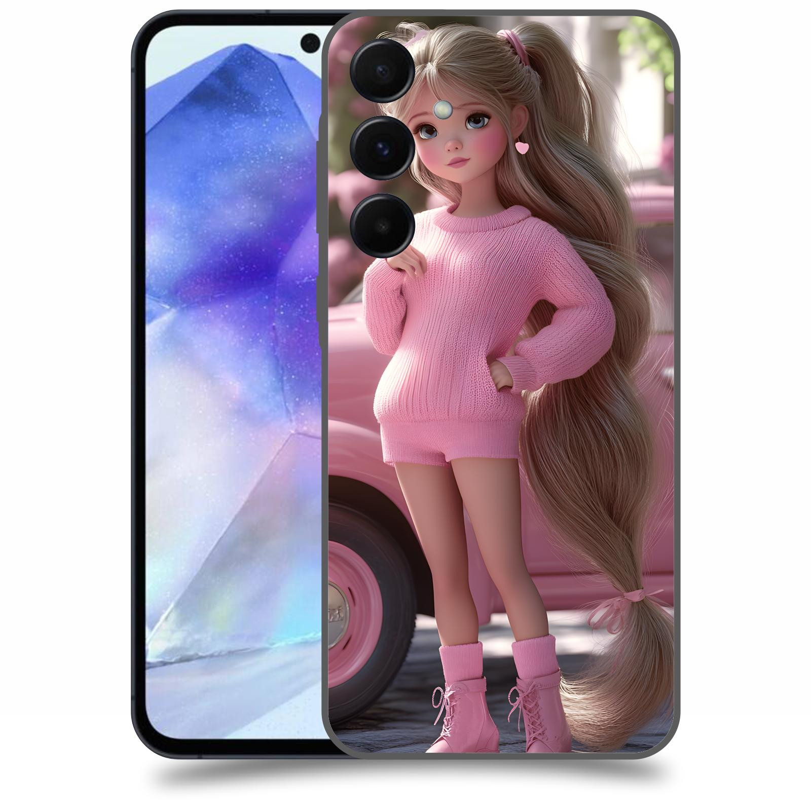 ACOVER Kryt na mobil Samsung Galaxy A55 5G - Girl with pink car