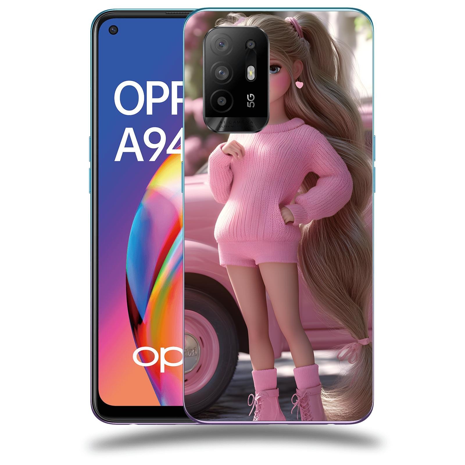 ACOVER Kryt na mobil OPPO A94 5G - Girl with pink car