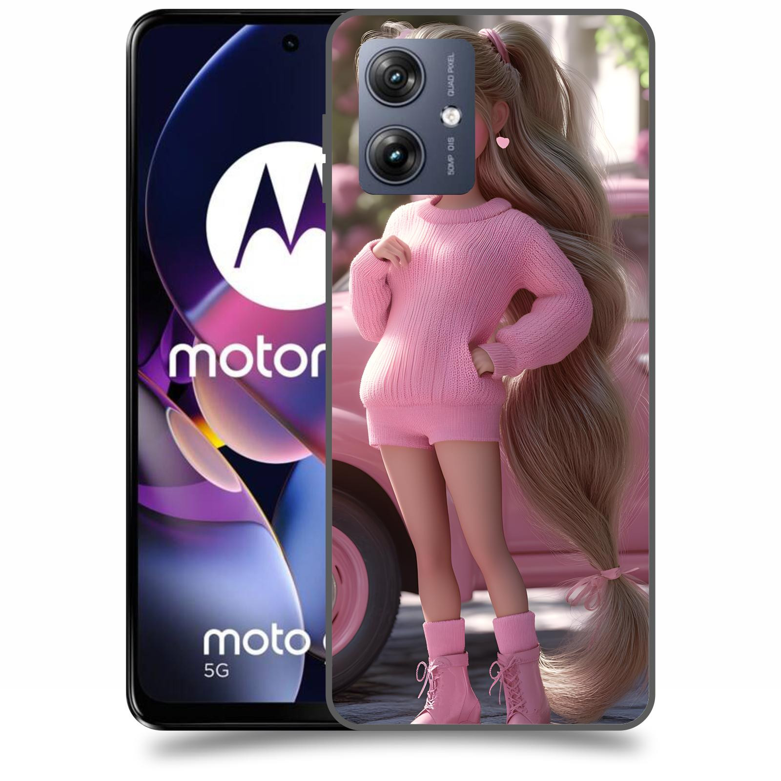 ACOVER Kryt na mobil Motorola Moto G54 5G - Girl with pink car