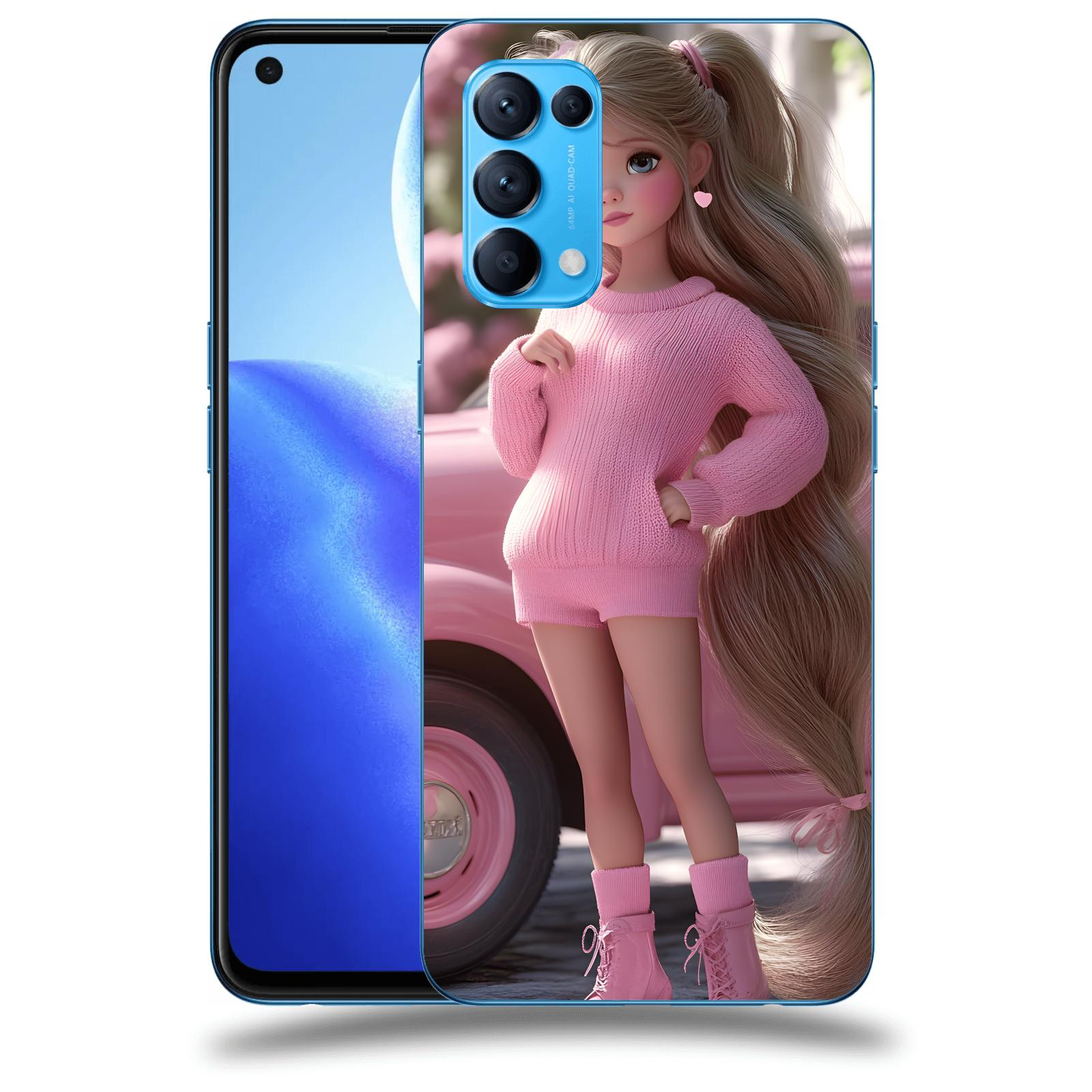 ACOVER Kryt na mobil OPPO Reno 5 5G - Girl with pink car