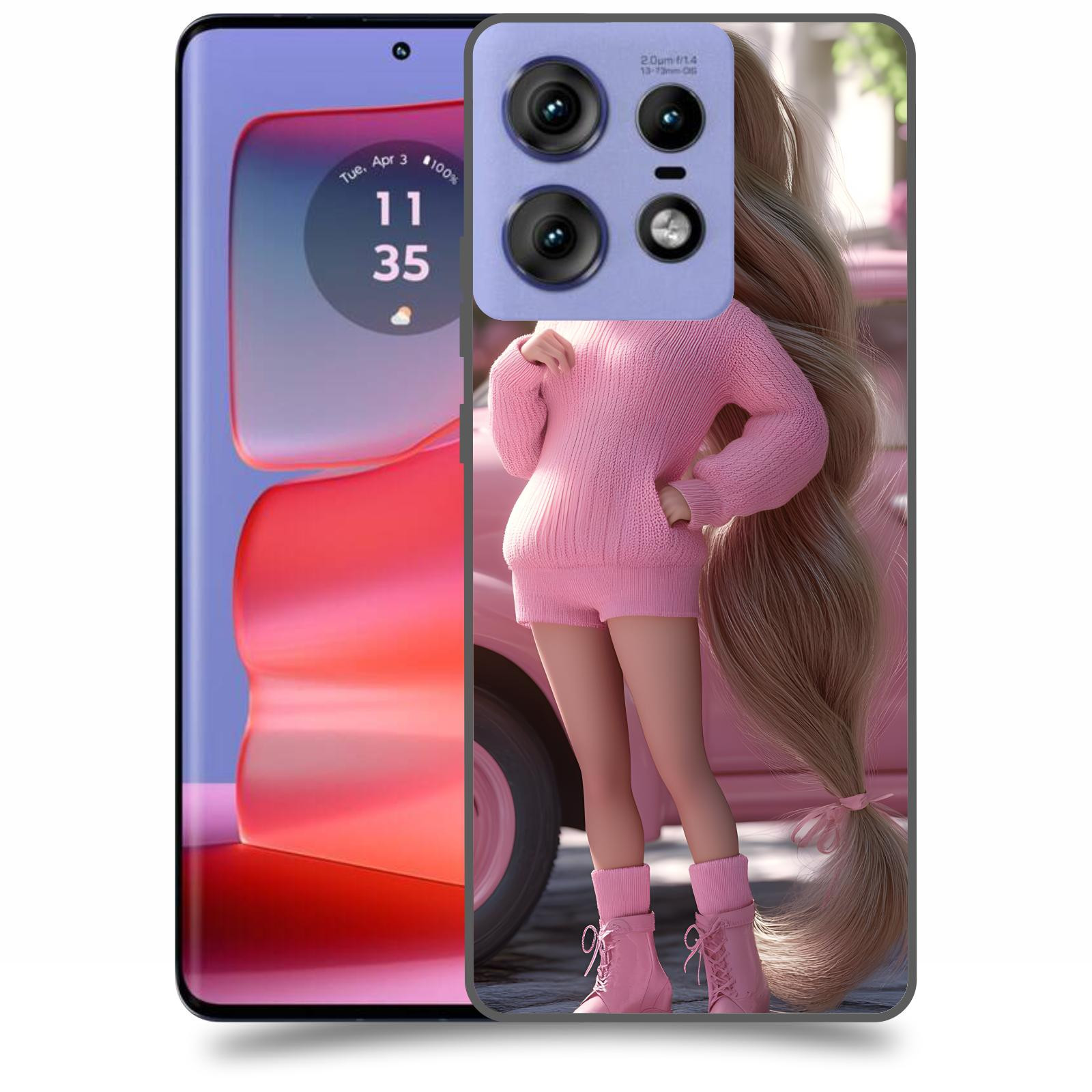 ACOVER Kryt na mobil Motorola Edge 50 Pro - Girl with pink car