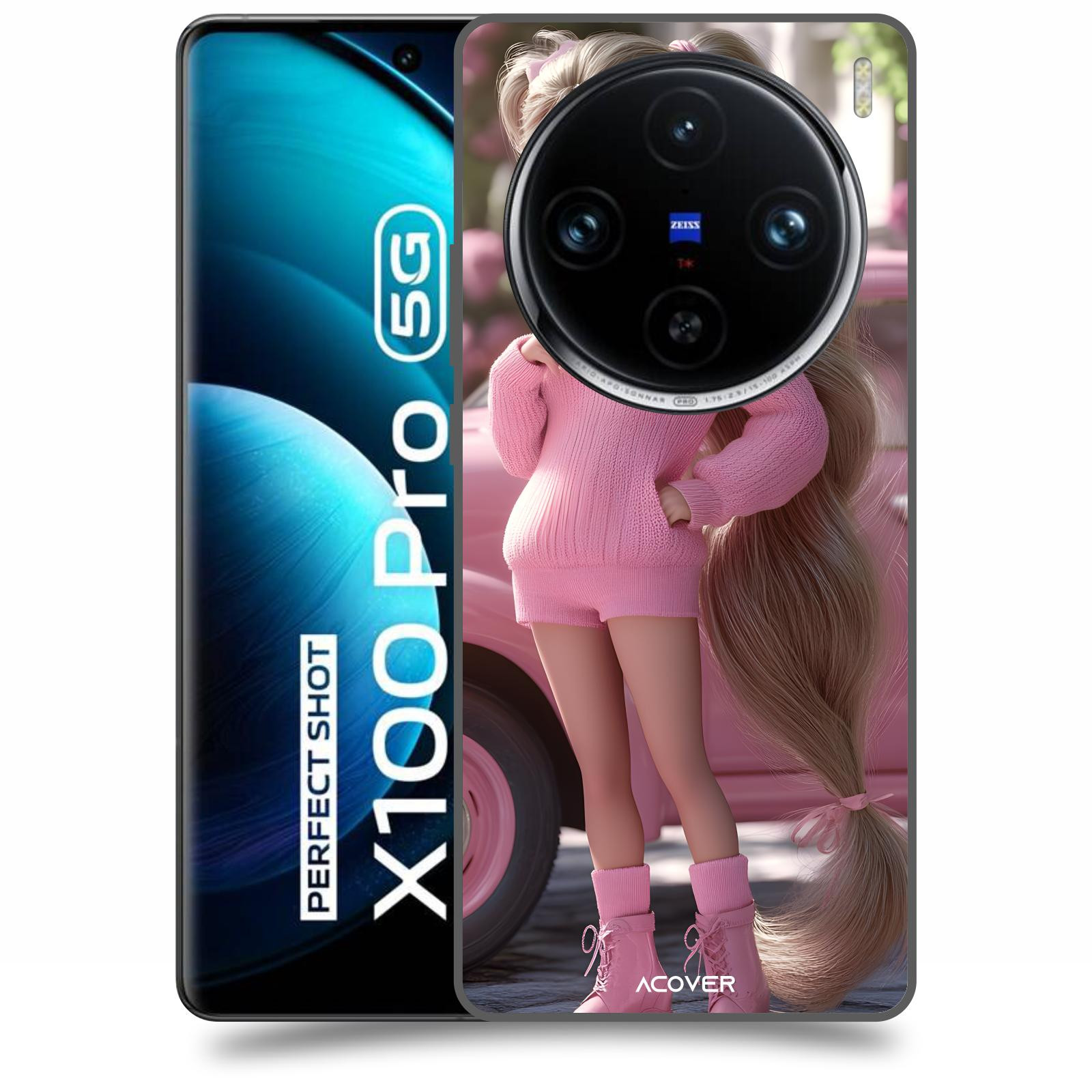 ACOVER Kryt na mobil Vivo X100 Pro - Girl with pink car