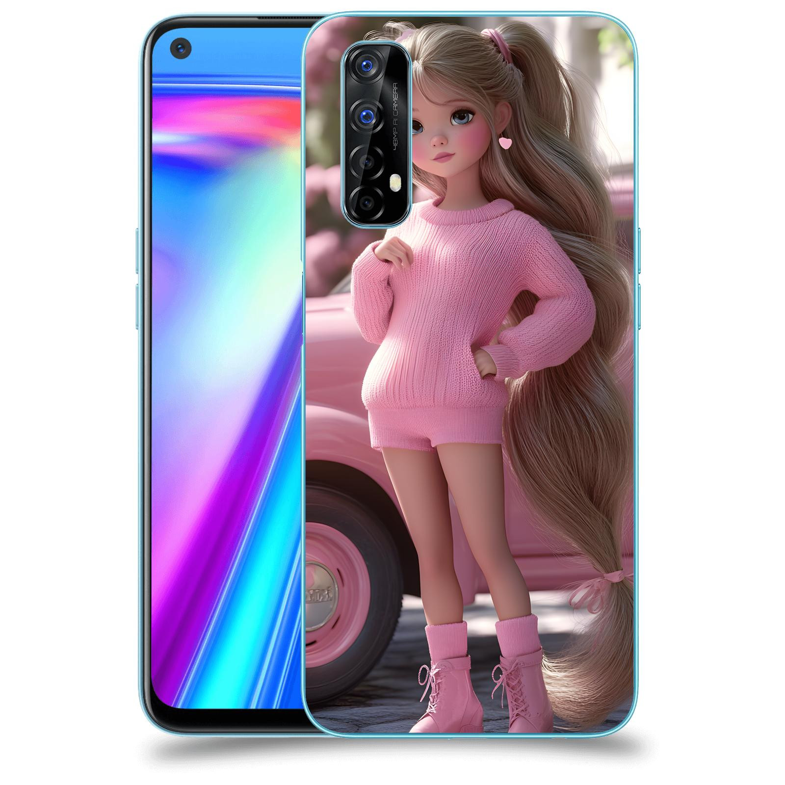 ACOVER Kryt na mobil Realme 7 - Girl with pink car